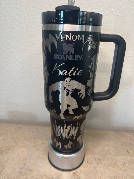 Venom -40 Oz Stanley Quencher H2.0 Travel Tumbler with Handle - Full Wrap Engraved