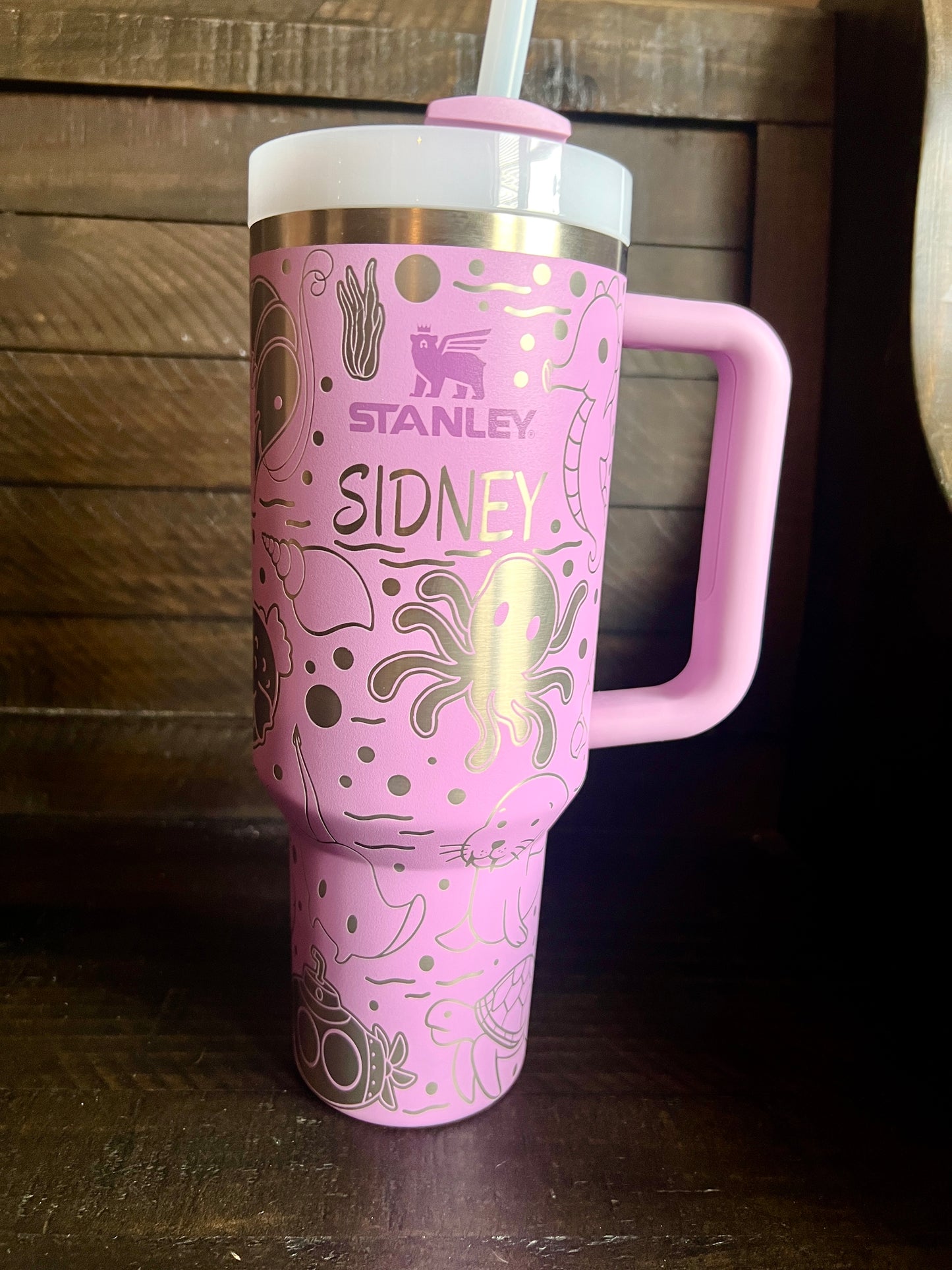 OCEAN LIFE- Engraved Stanley Travel Quencher H2.0 Tumbler - Stanley Cup- 40 oz.