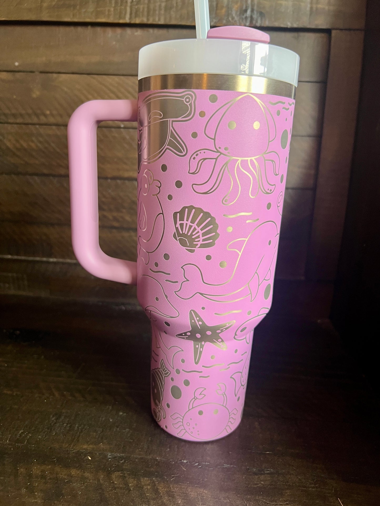 OCEAN LIFE- Engraved Stanley Travel Quencher H2.0 Tumbler - Stanley Cup- 40 oz.