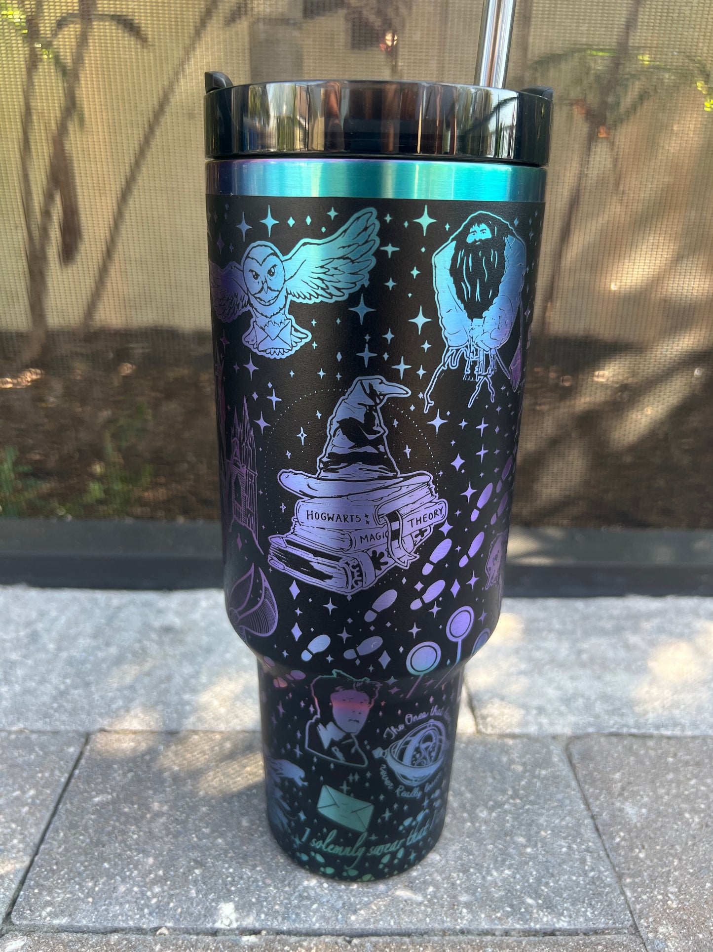 Harry Potter - Wizards -40 Oz Stanley Quencher H2.0 Travel Tumbler with Handle - Full Wrap Engraved