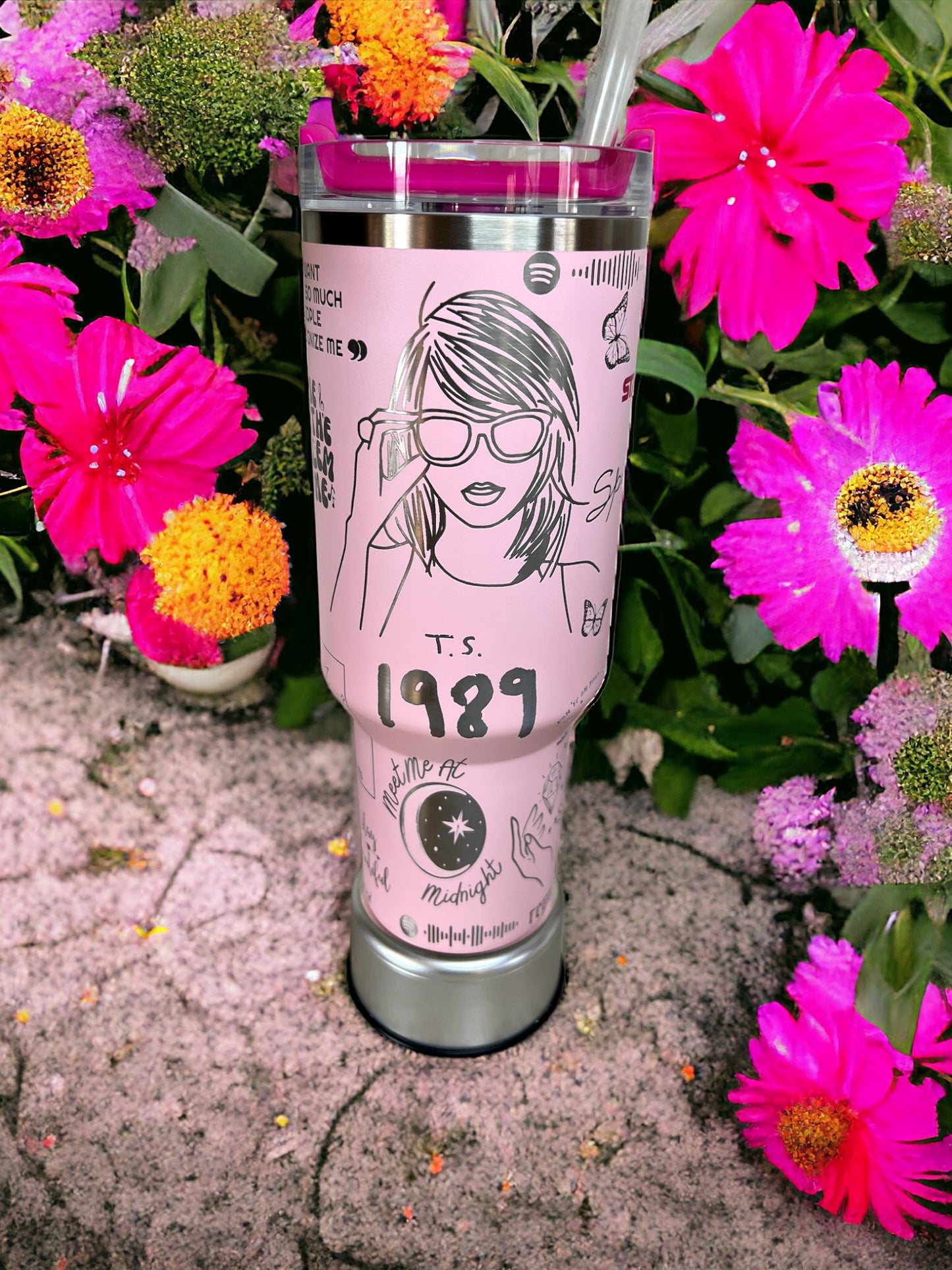 Swiftie -40 Oz or 30 Oz Stanley Quencher H2.0 Travel Tumbler with Handle - Full Wrap Engraved (Copy)