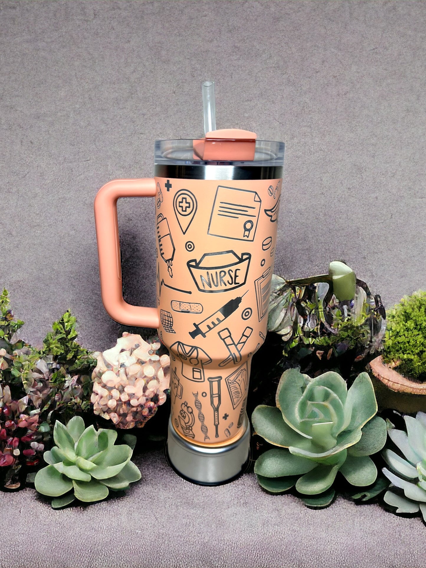 NURSE LIFE-Stanley 40OZ H2.0 Quencher Tumbler-Full Wrap Laser Engraved