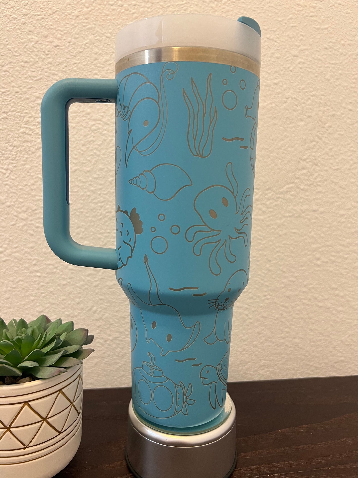 OCEAN LIFE- Engraved Stanley Travel Quencher H2.0 Tumbler - Stanley Cup- 40 oz.