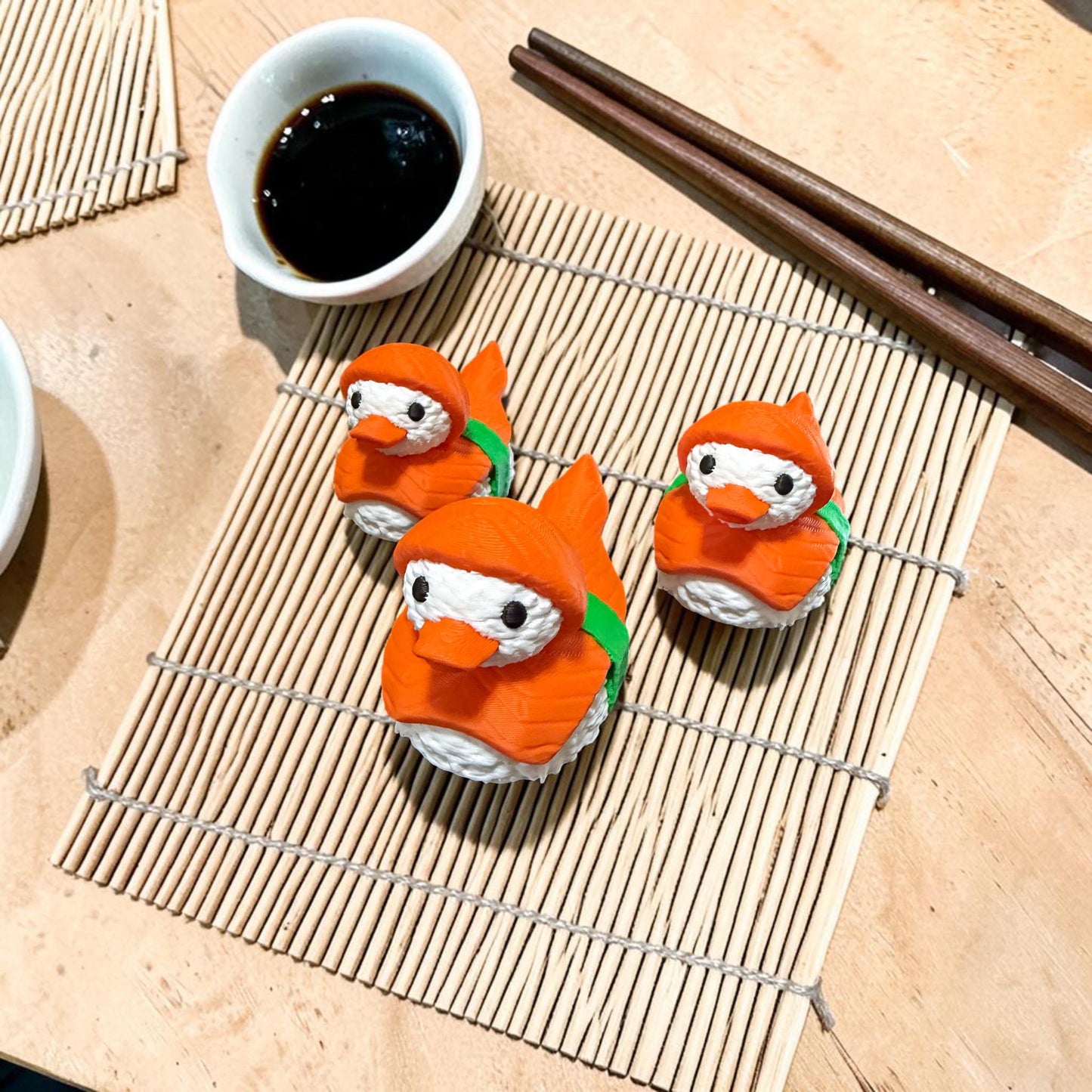 3D Printed Sashimi Duck, Sushi Character Toy, Desk Decor, Quirky Gift