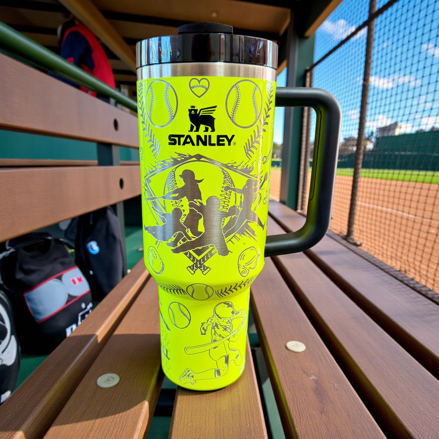 Stanley Softball Laser Engraved 30oz or 40 oz Quencher tumbler