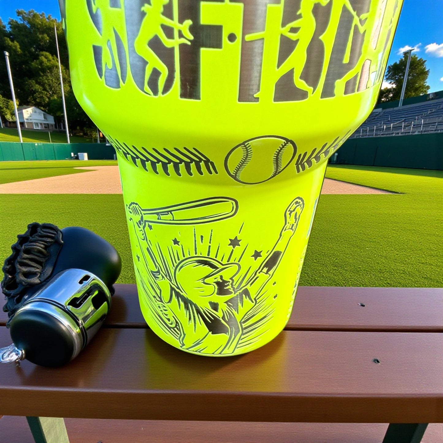 Stanley Softball Laser Engraved 30oz or 40 oz Quencher tumbler