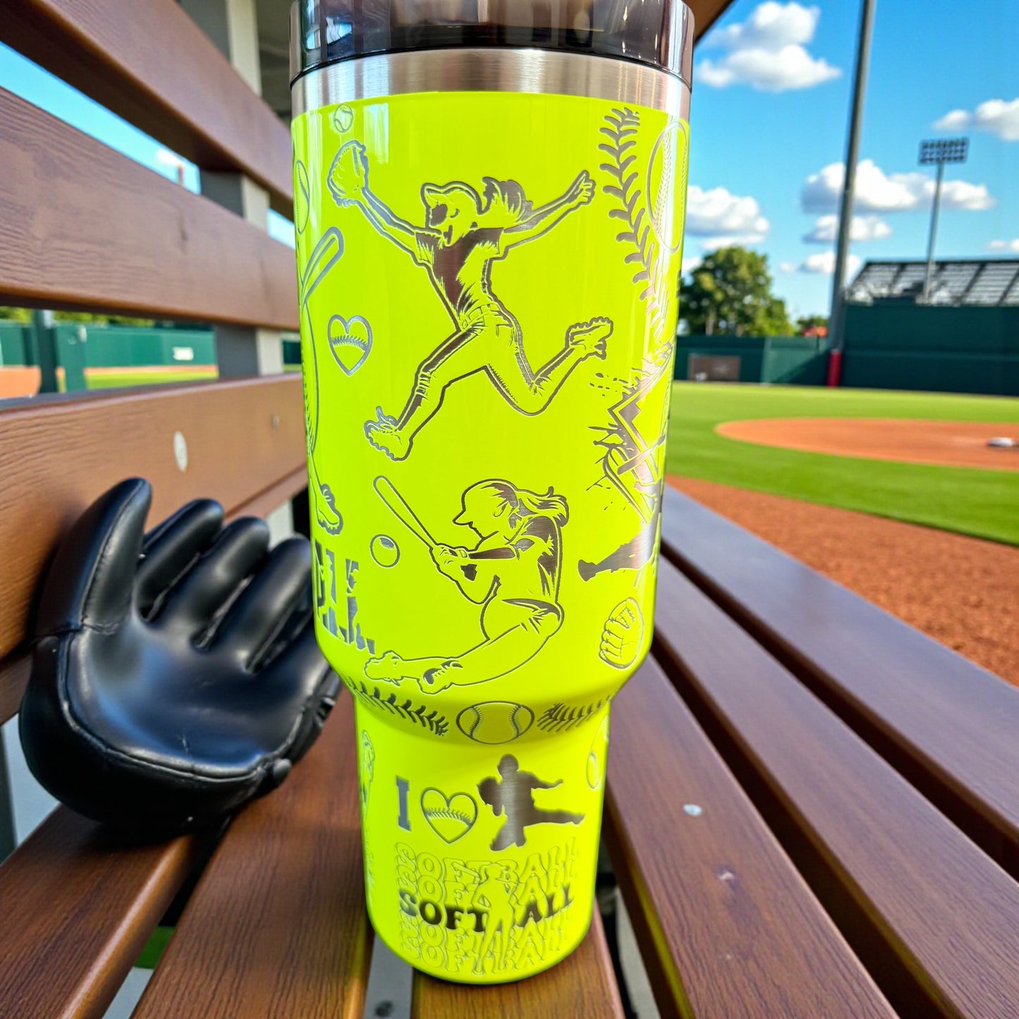 Stanley Softball Laser Engraved 30oz or 40 oz Quencher tumbler