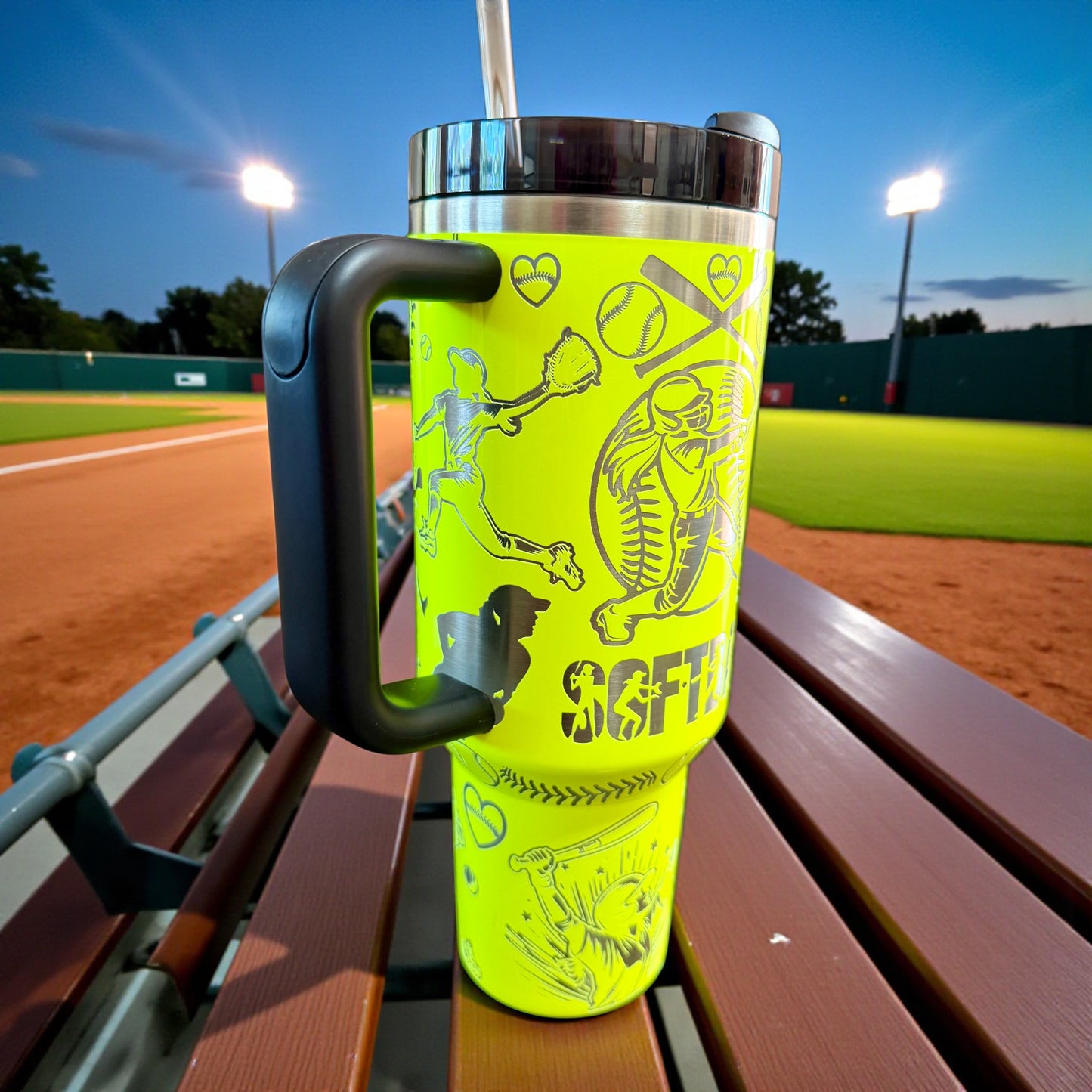Stanley Softball Laser Engraved 30oz or 40 oz Quencher tumbler