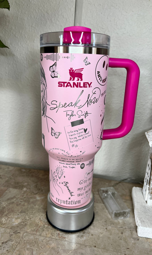 Swiftie  -40 Oz or 30 Oz Stanley Quencher H2.0 Travel Tumbler with Handle - Full Wrap Engraved (Copy)