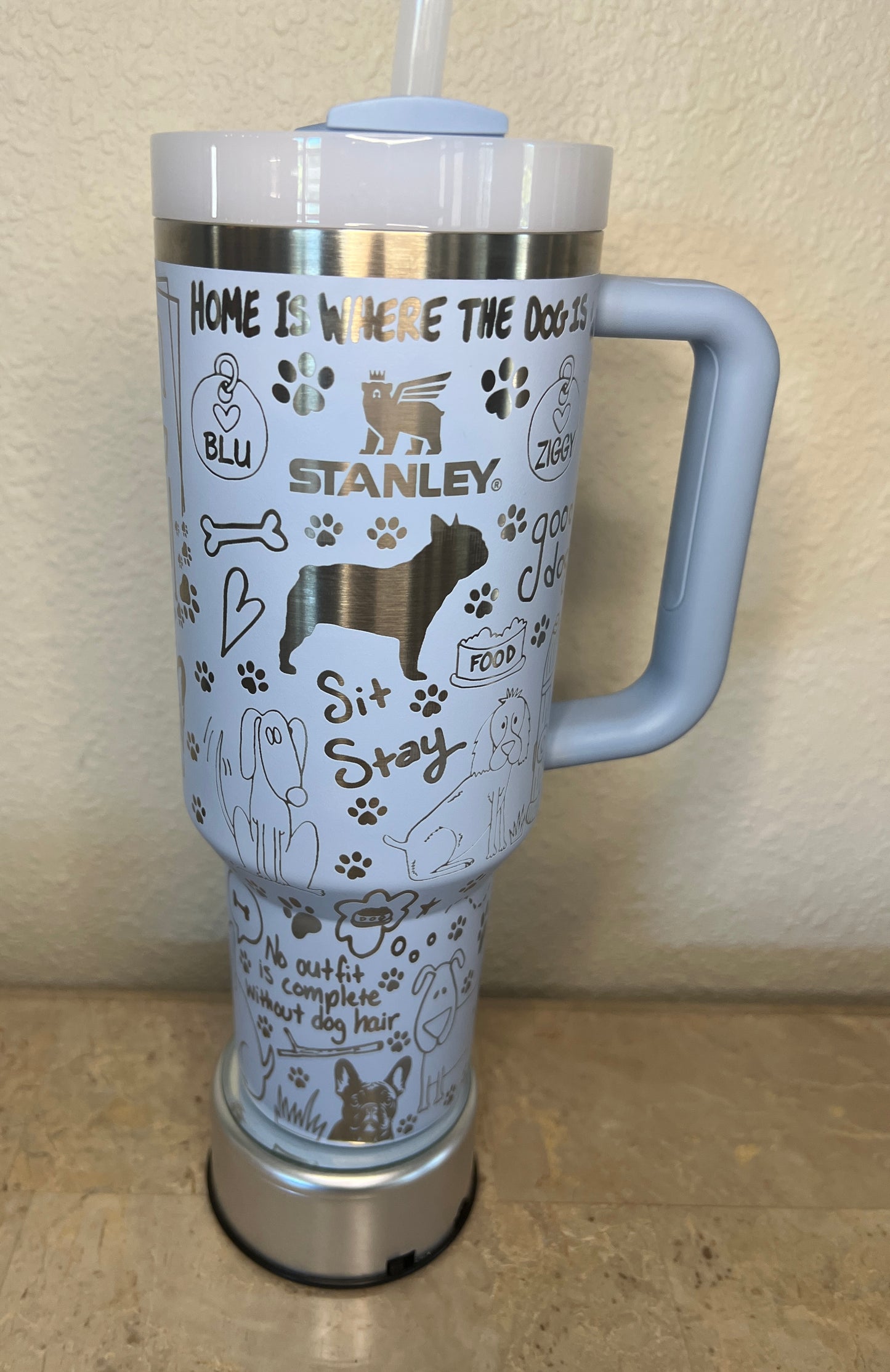 DOG MOM-Engraved Stanley Travel Quencher H2.0 Tumbler -40 OZ