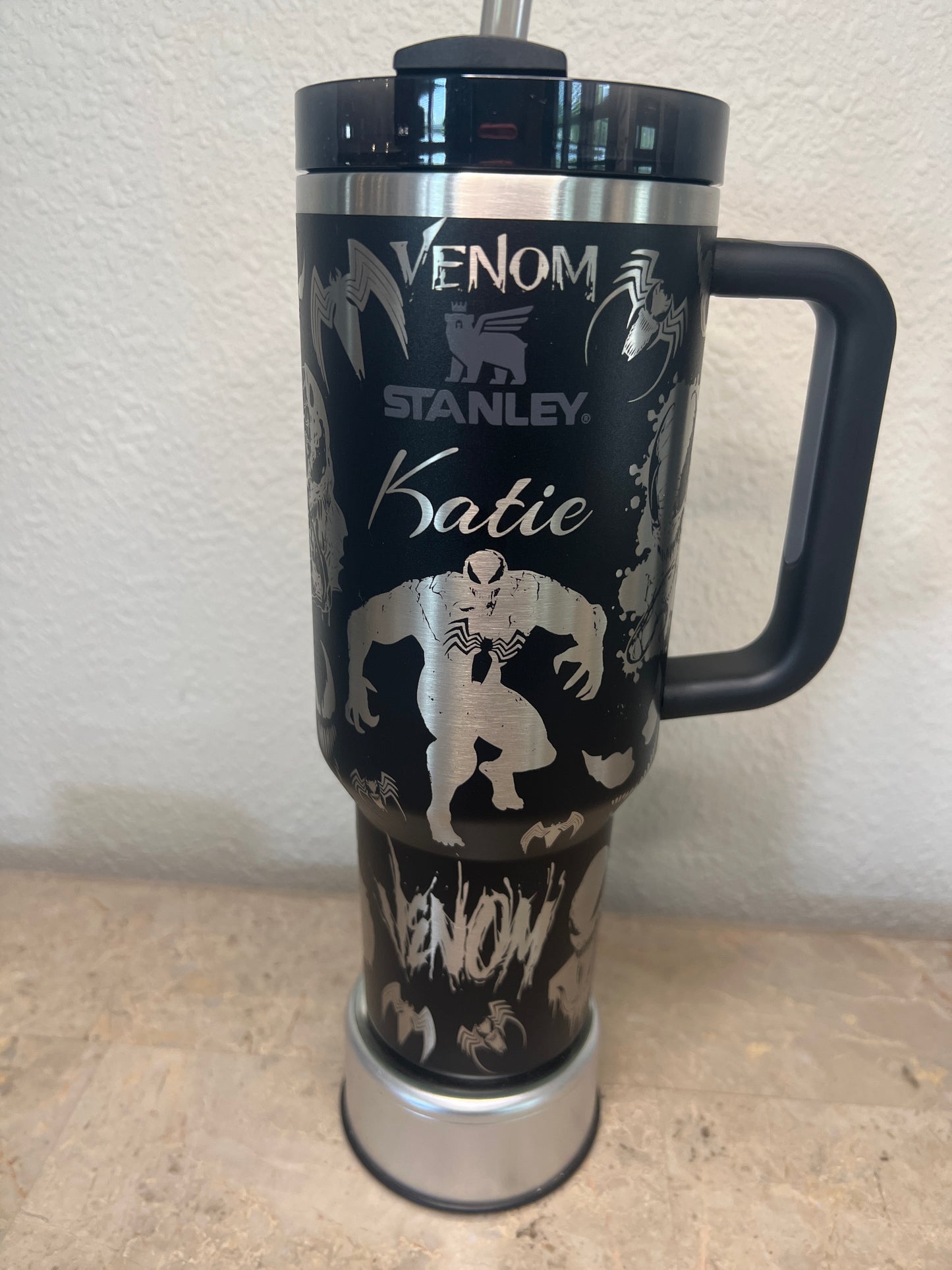 Venom  -40 Oz Stanley Quencher H2.0 Travel Tumbler with Handle - Full Wrap Engraved