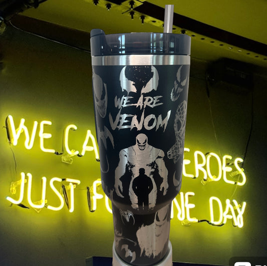 Venom  -40 Oz Stanley Quencher H2.0 Travel Tumbler with Handle - Full Wrap Engraved