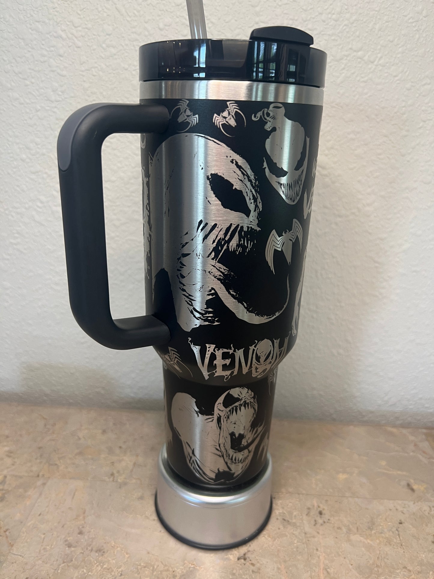 Venom  -40 Oz Stanley Quencher H2.0 Travel Tumbler with Handle - Full Wrap Engraved