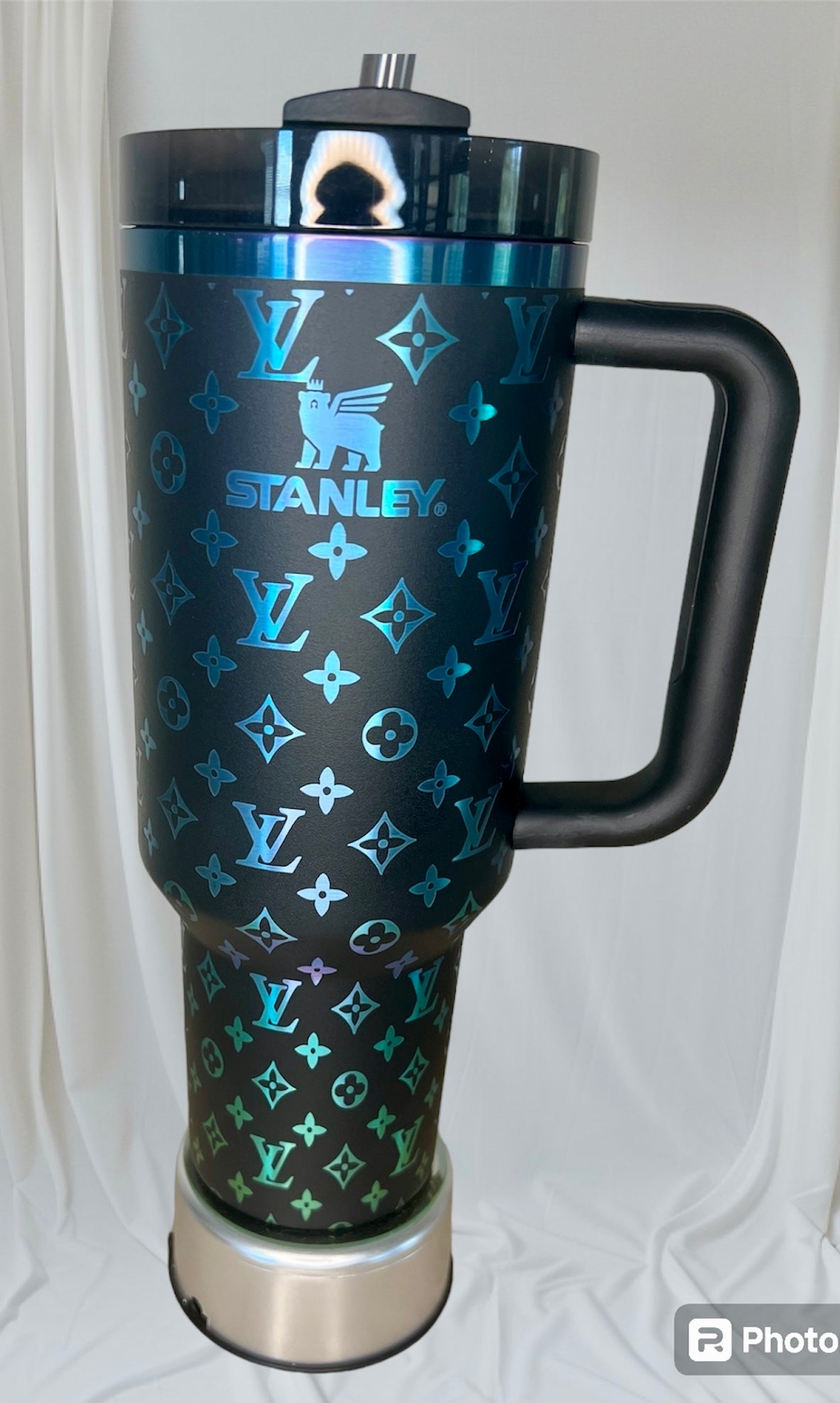 LV-40 Oz Stanley Quencher H2.0 Travel Tumbler with Handle - Full Wrap Engraved