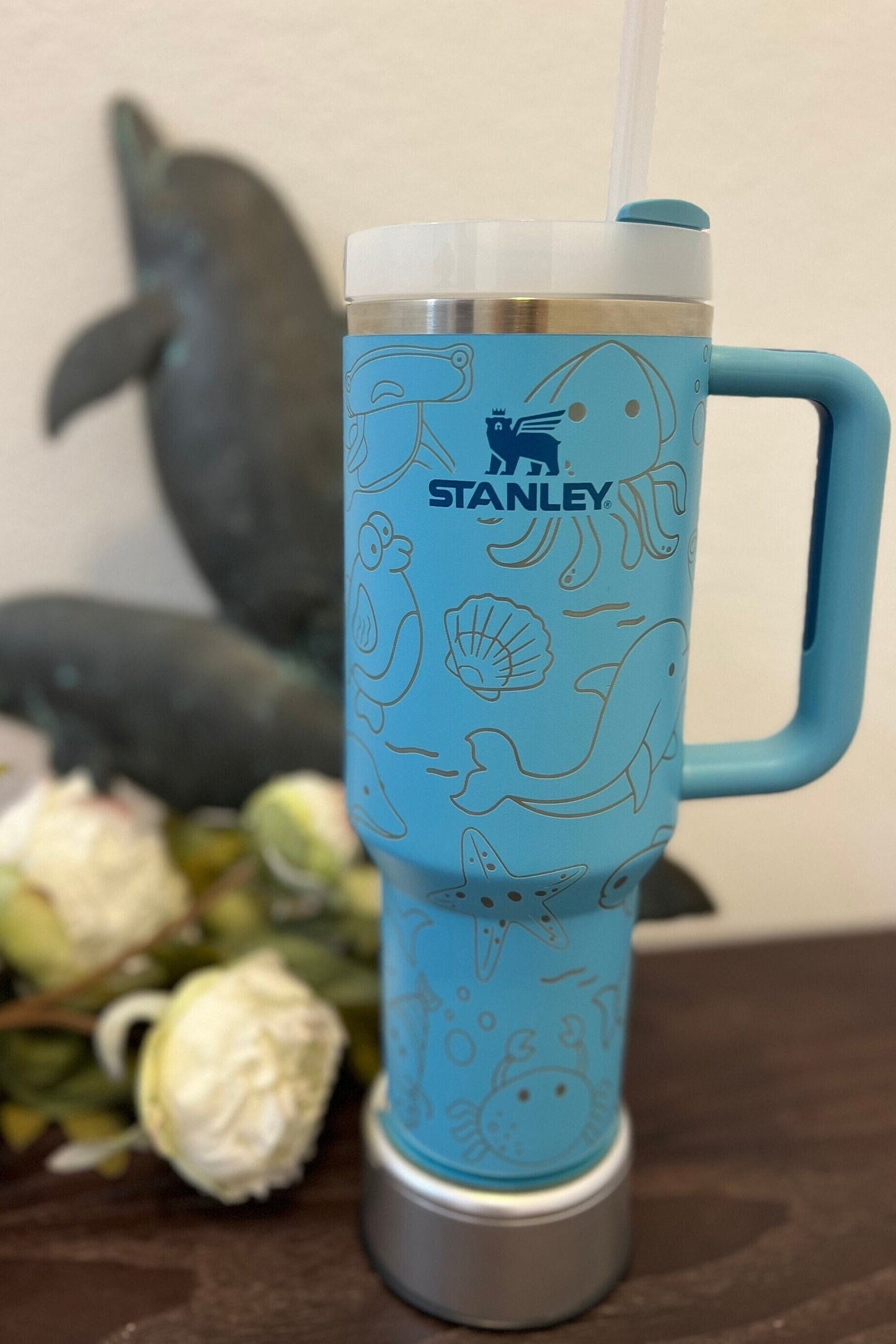 OCEAN LIFE- Engraved Stanley Travel Quencher H2.0 Tumbler - Stanley Cup-  40 oz.