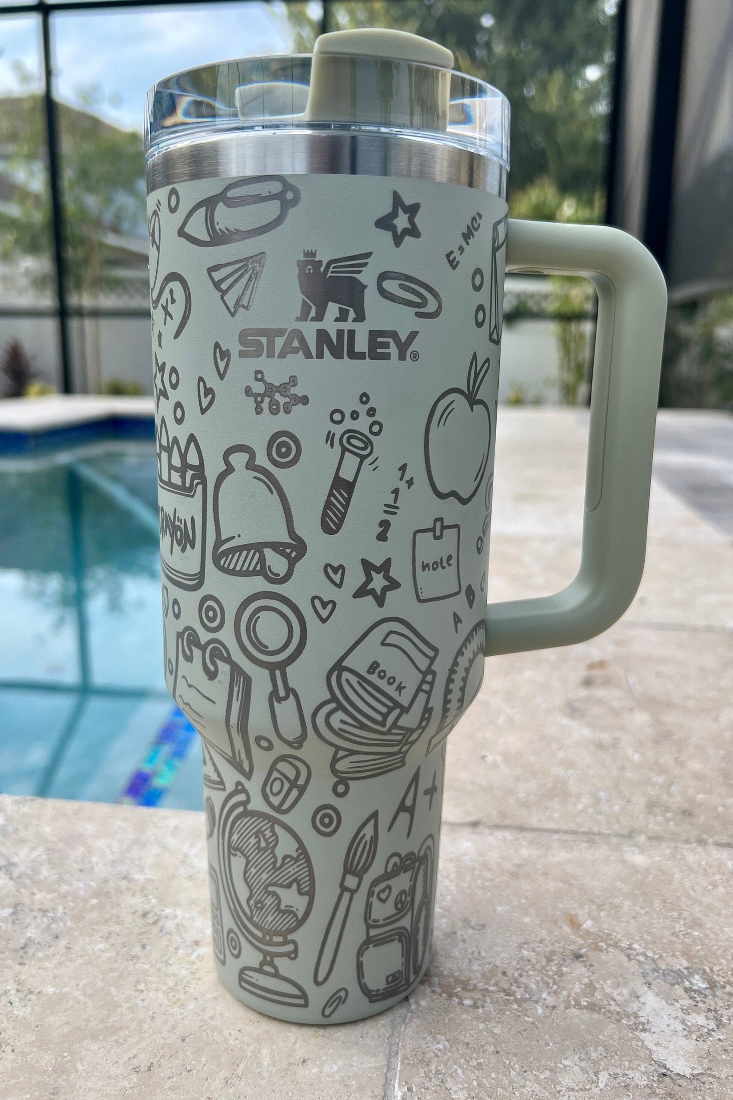 TEACHER -40 OZ Stanley Quencher H2.0 Travel Tumbler with Handle-Full Wrap Laser Engraved