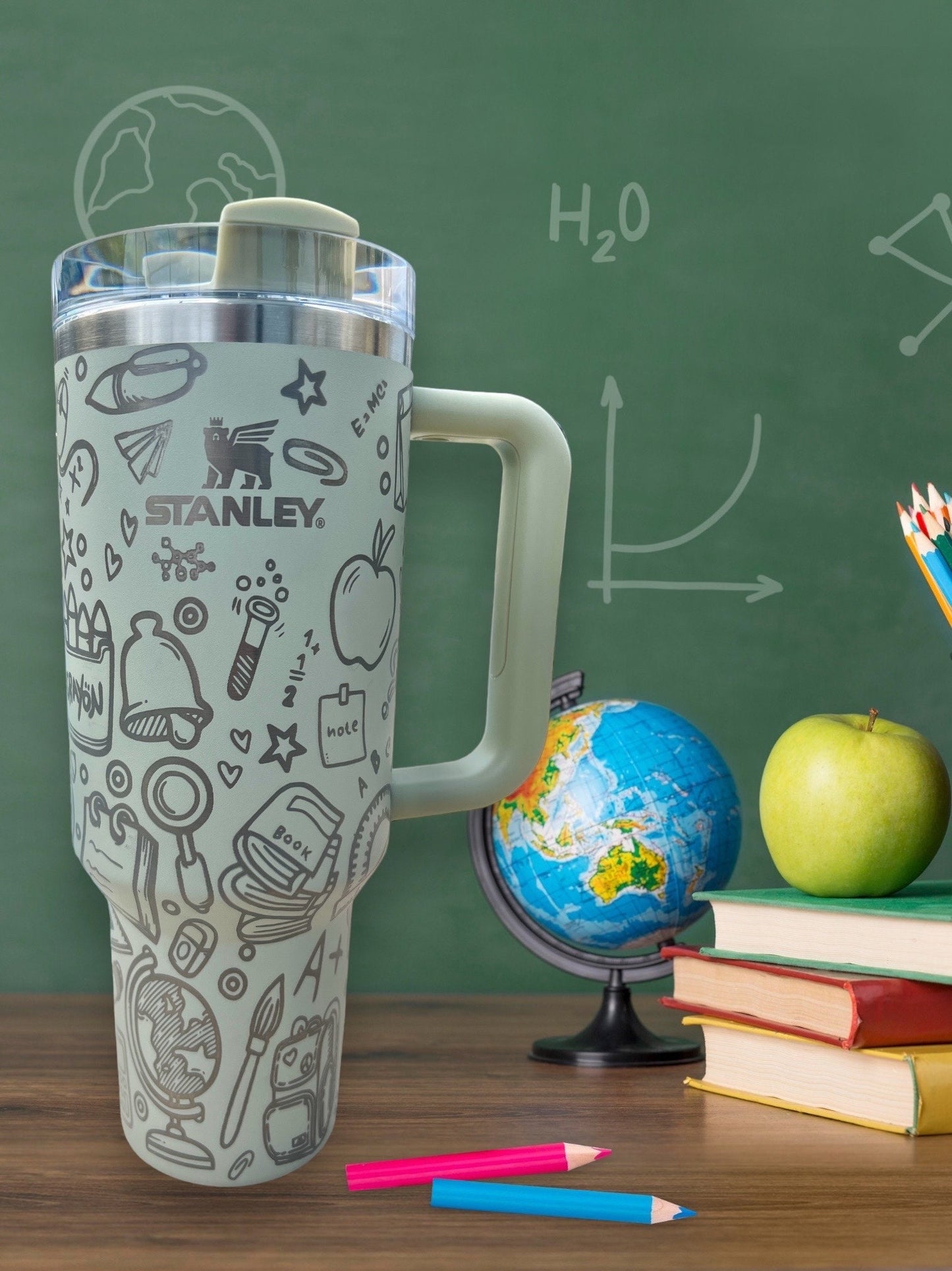 TEACHER -40 OZ Stanley Quencher H2.0 Travel Tumbler with Handle-Full Wrap Laser Engraved