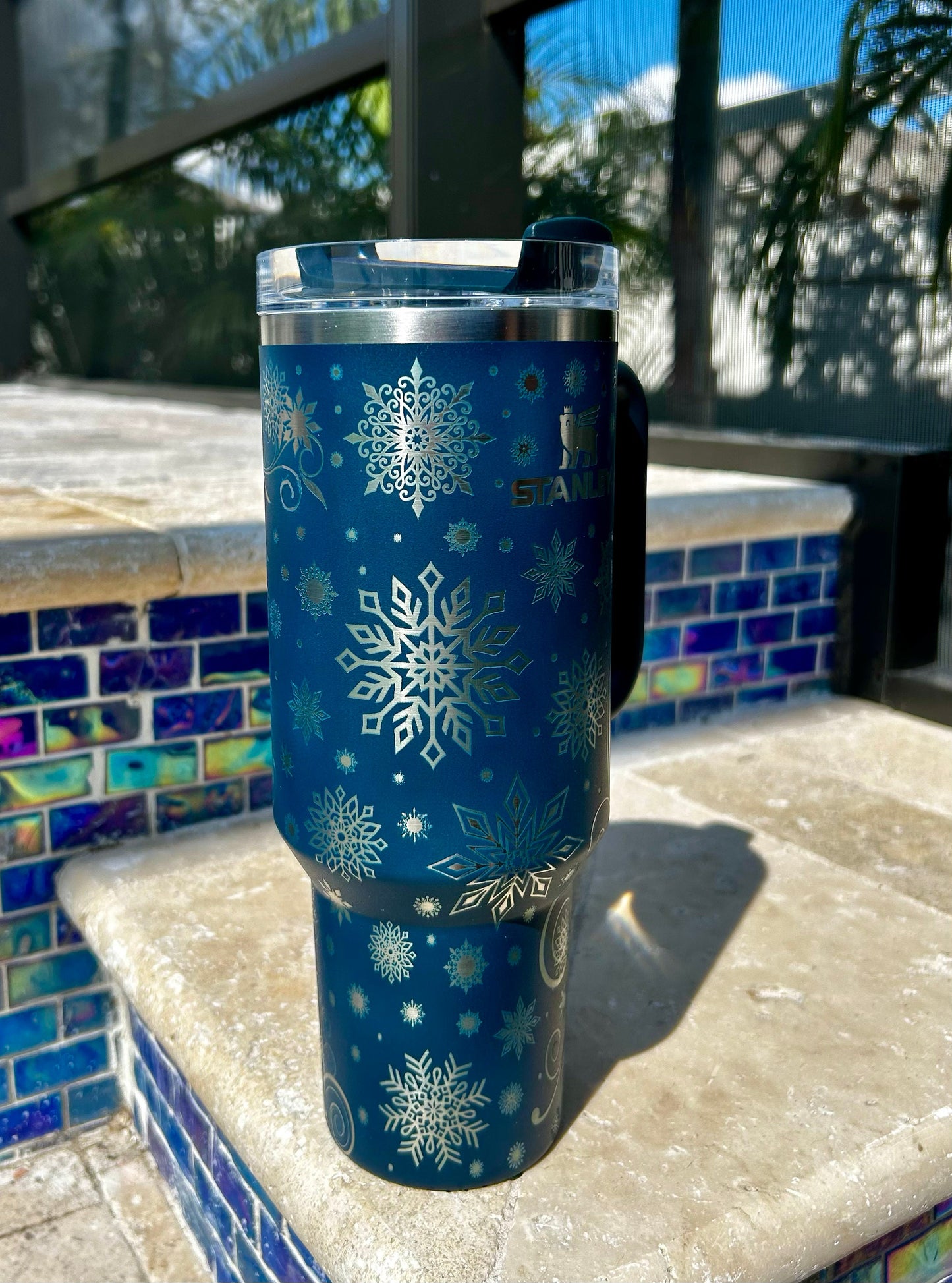 Snowflake -Stanley 40OZ H2.0 Quencher Tumbler-Full Wrap Laser Engraved