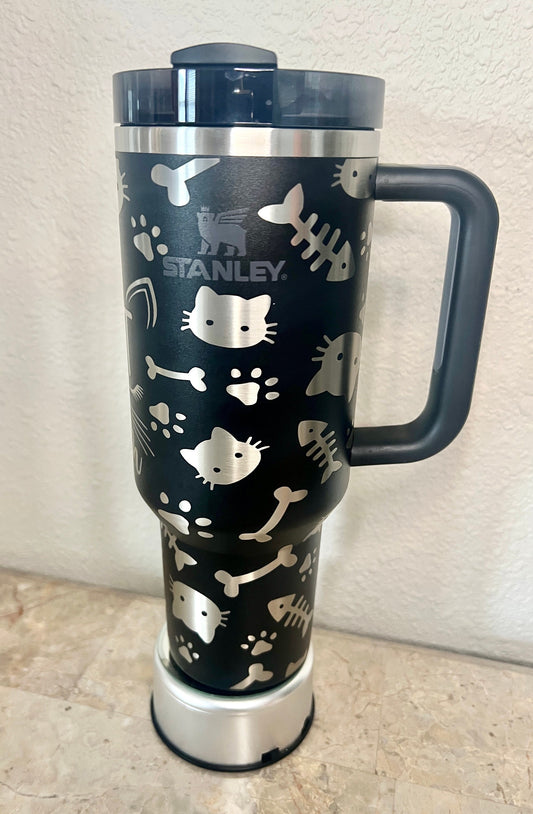 CAT MOM-Stanley 40OZ H2.0 Quencher Tumbler-Full Wrap Laser Engraved