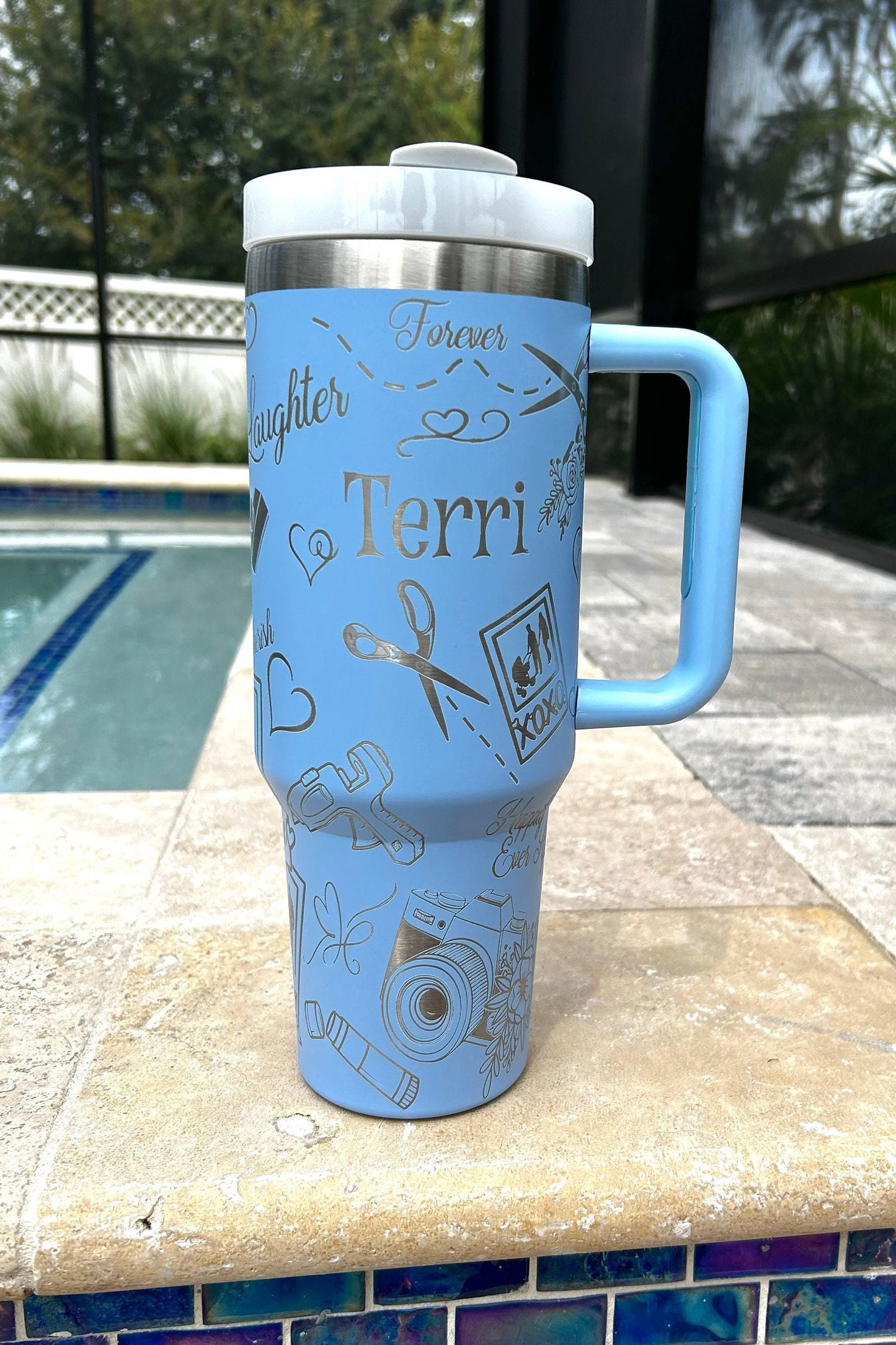 SCRAPBOOK-Engraved Stanley Travel Quencher H2.0 Tumbler -40 OZ