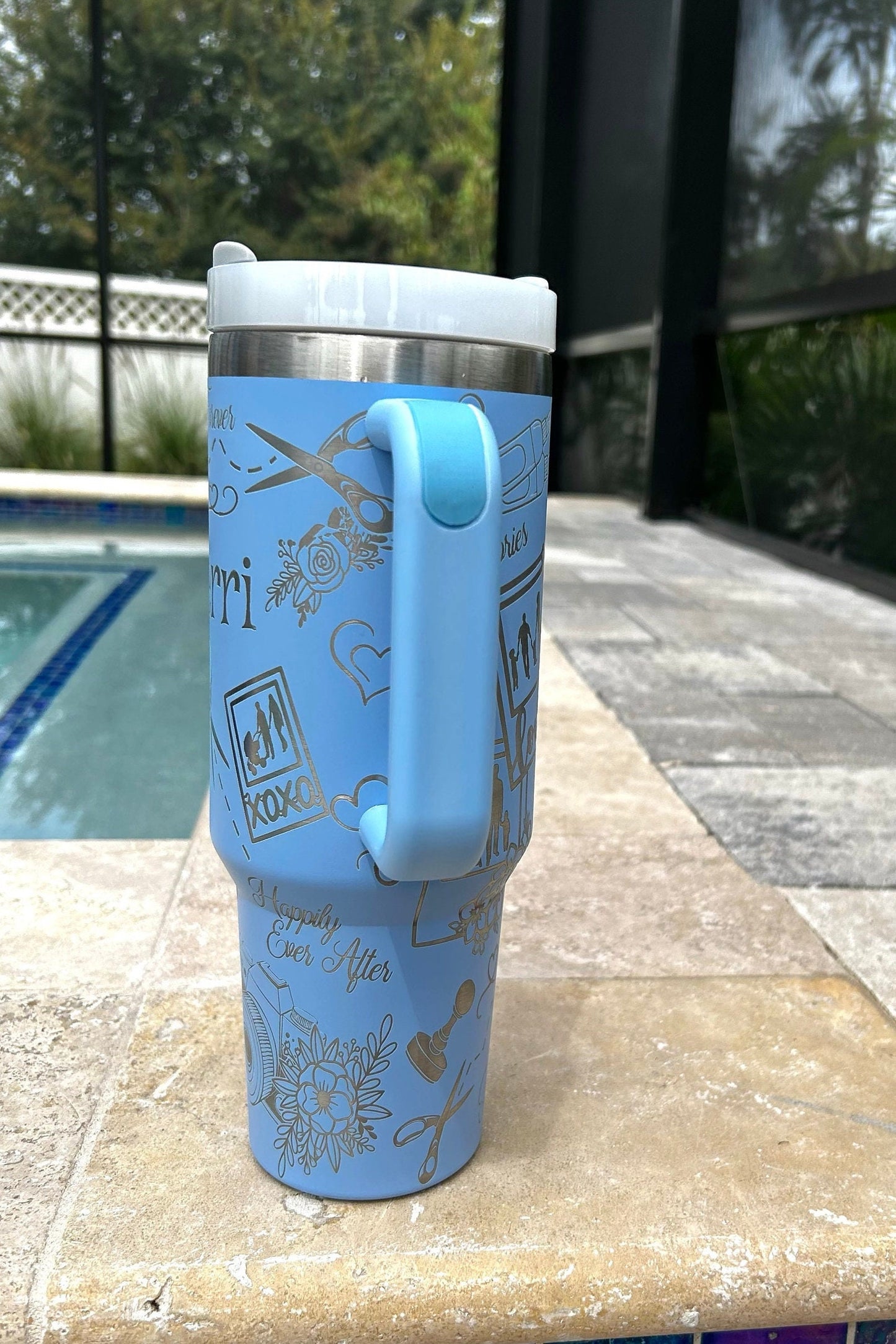 SCRAPBOOK-Engraved Stanley Travel Quencher H2.0 Tumbler -40 OZ