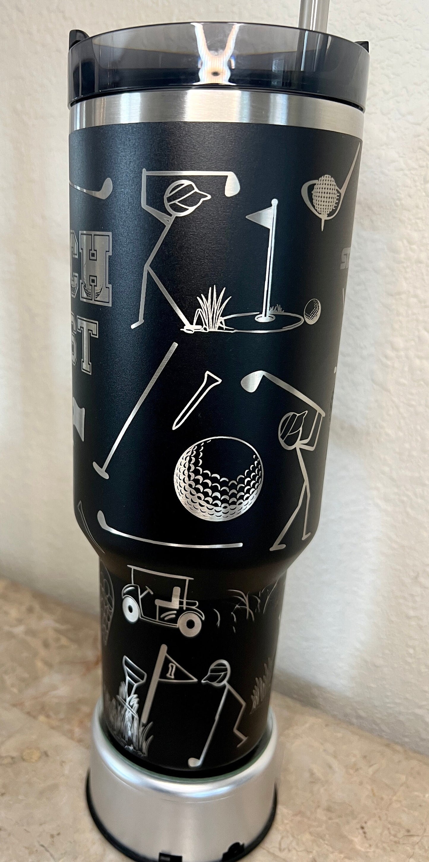 Golf Doodles-Stanley 40OZ H2.0 Quencher Tumbler-Full Wrap Laser Engraved