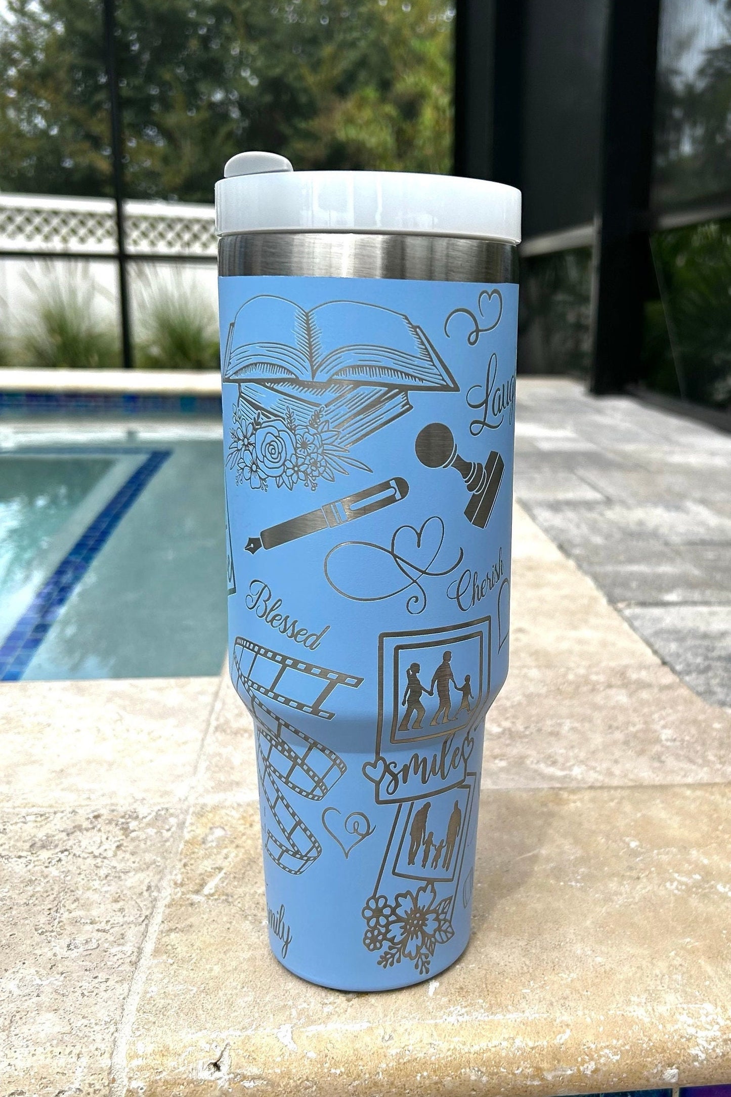 SCRAPBOOK-Engraved Stanley Travel Quencher H2.0 Tumbler -40 OZ