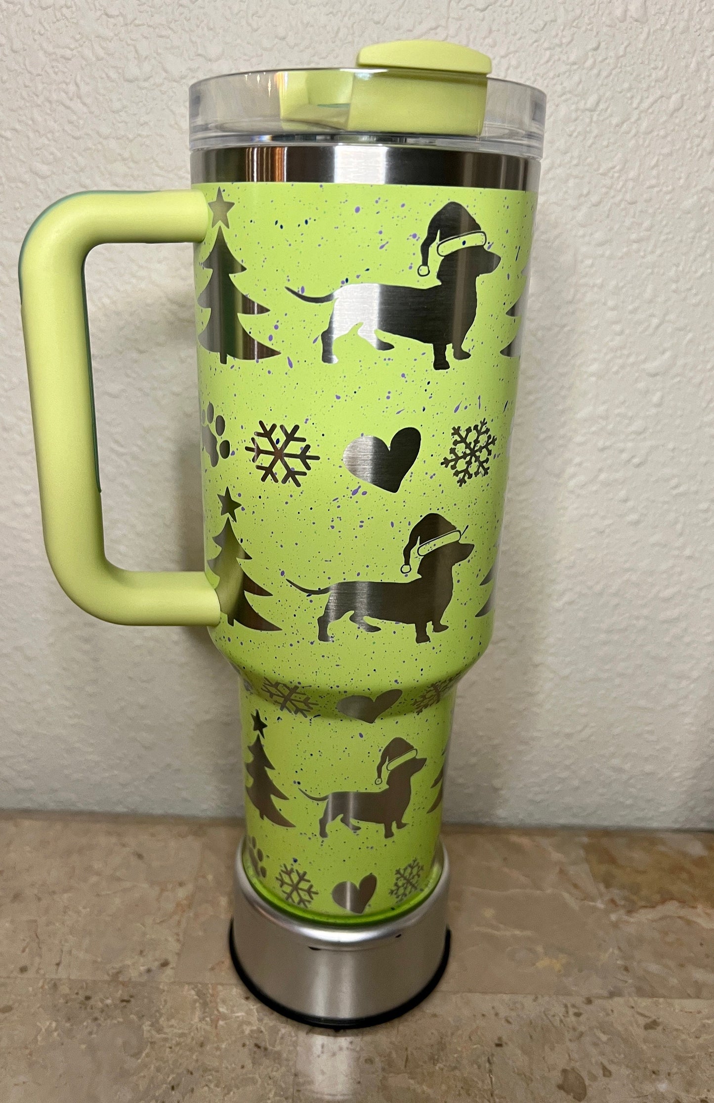 Dachshund Xmas-Stanley 40OZ H2.0 Quencher Tumbler-Full Wrap Laser Engraved