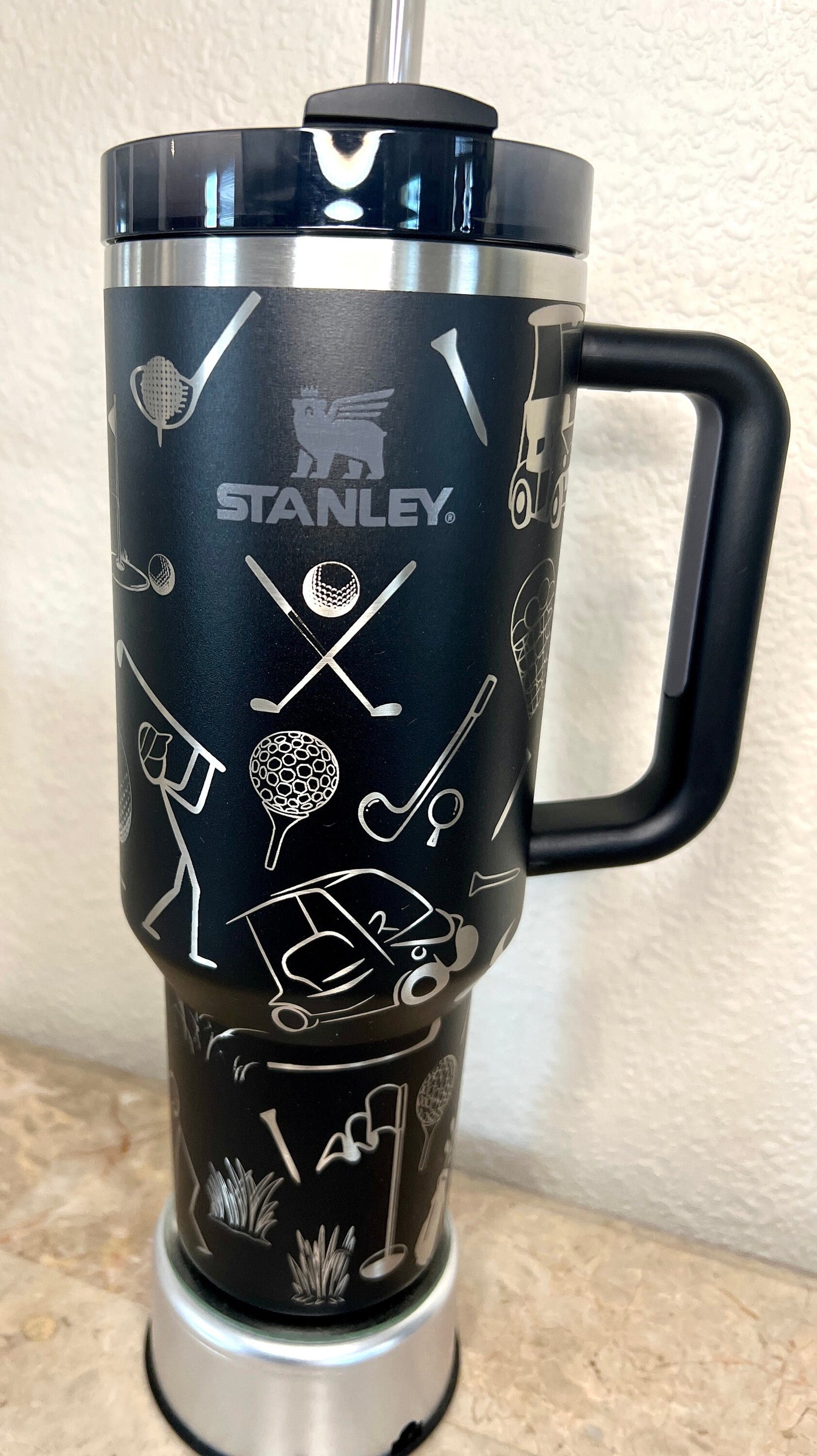 Golf Doodles-Stanley 40OZ H2.0 Quencher Tumbler-Full Wrap Laser Engraved