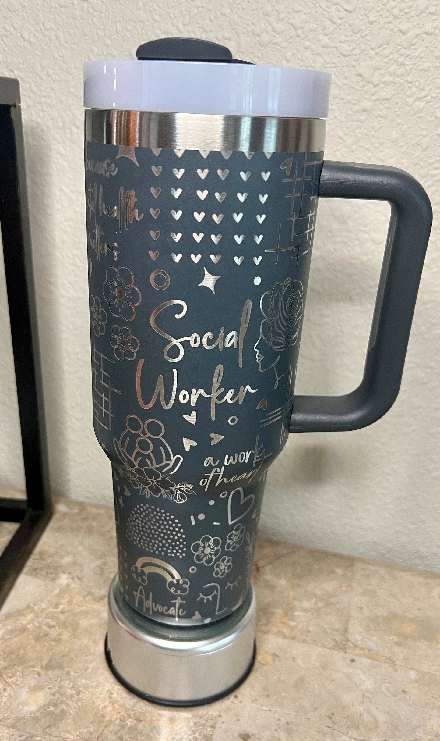 Laser Engraved Social Worker Tumbler - 40 Oz Stanley or Unbranded Travel Quencher