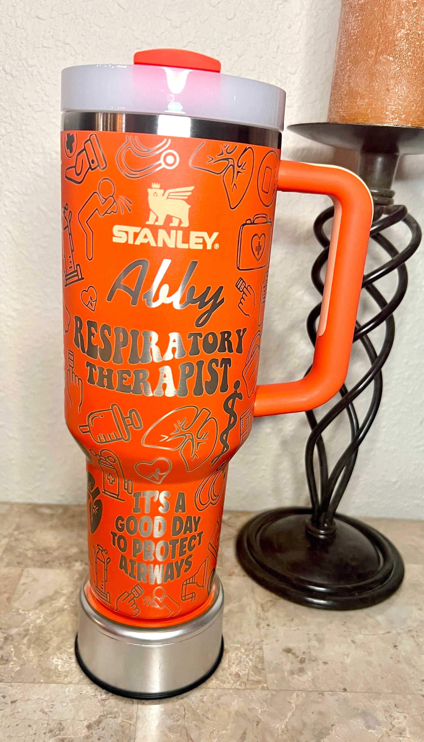 Respiratory Therapist -Stanley 40OZ H2.0 Quencher Tumbler-Full Wrap Laser Engraved