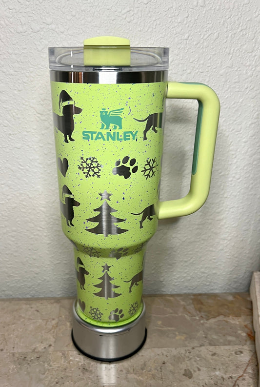 Dachshund Xmas-Stanley 40OZ H2.0 Quencher Tumbler-Full Wrap Laser Engraved