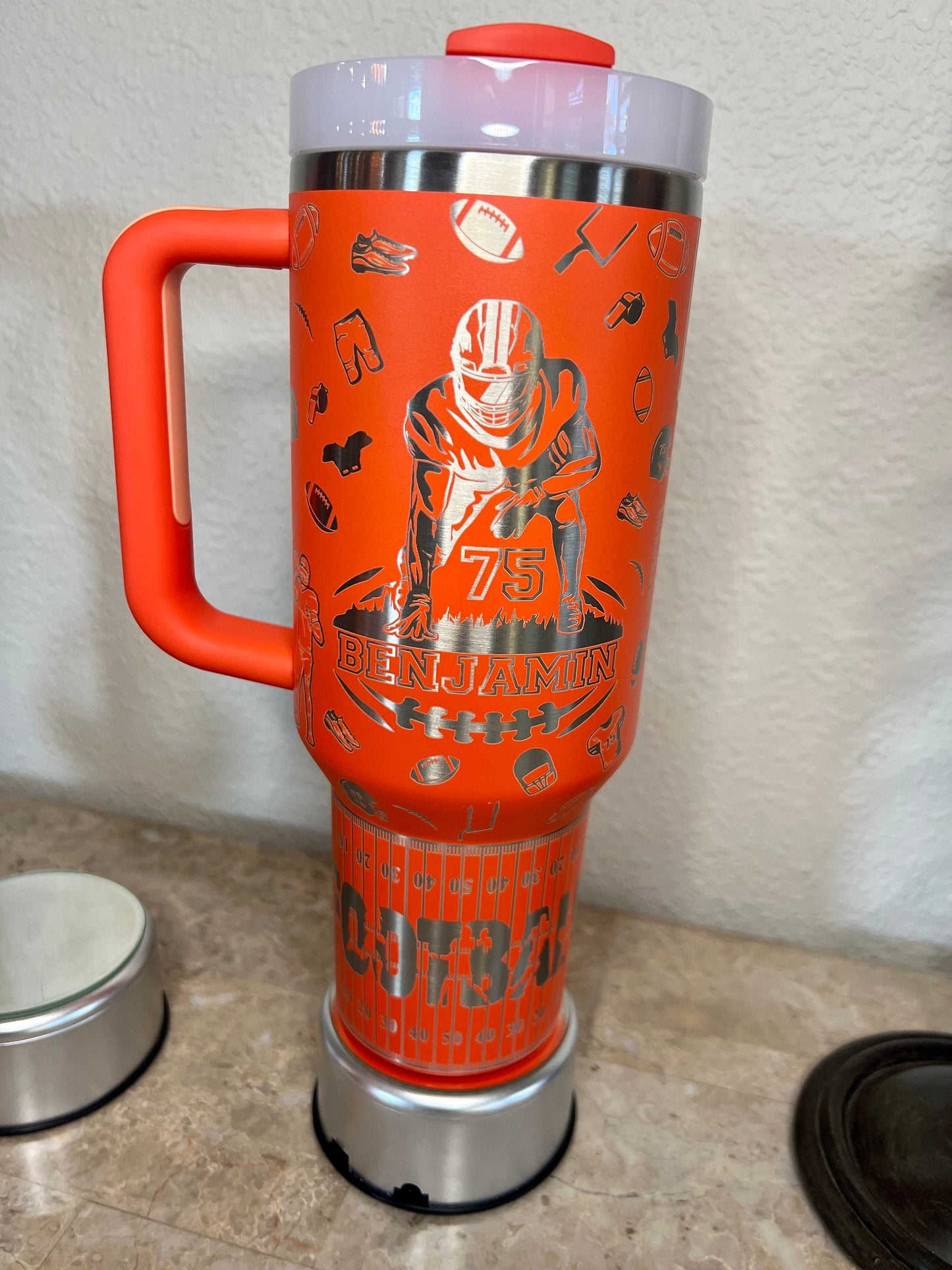 Football-Stanley 40OZ H2.0 Quencher Tumbler-Full Wrap Laser Engraved