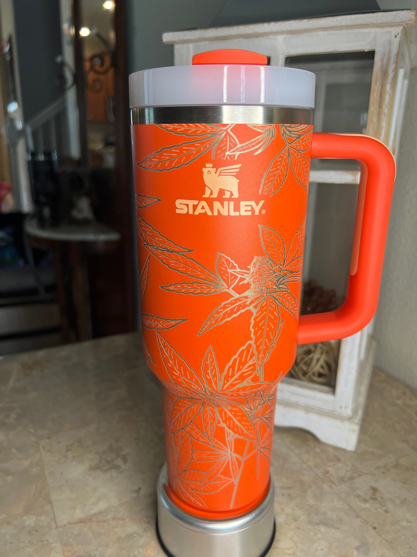 CANNABIS -40 OZ Stanley Quencher H2.0 Travel Tumbler/Cup with Handle-Full Wrap Laser Engraved