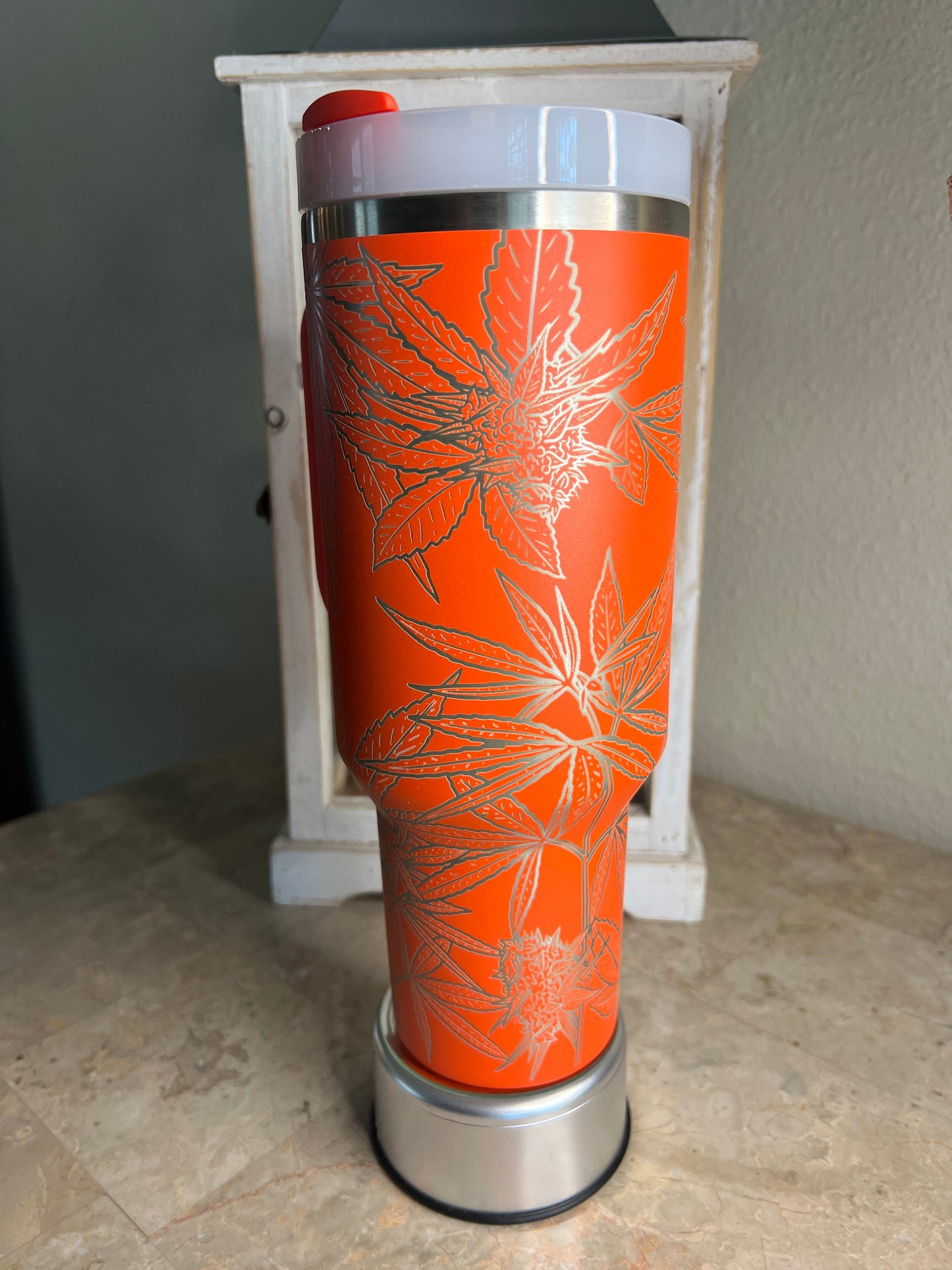 CANNABIS -40 OZ Stanley Quencher H2.0 Travel Tumbler/Cup with Handle-Full Wrap Laser Engraved