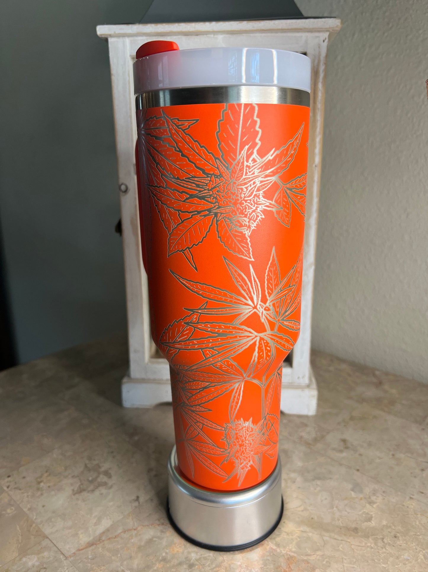 CANNABIS -40 OZ Stanley Quencher H2.0 Travel Tumbler/Cup with Handle-Full Wrap Laser Engraved