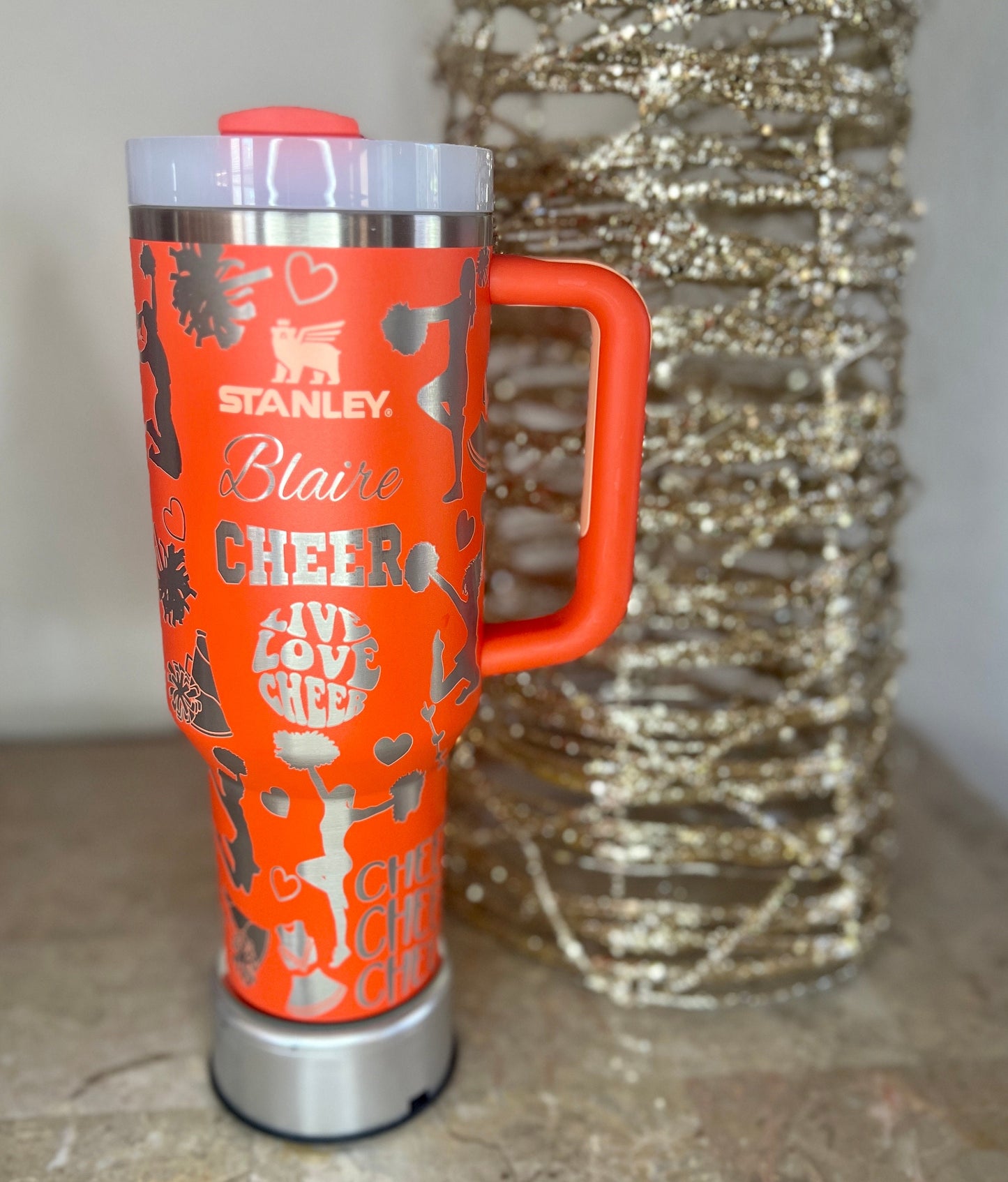 CHEER-Stanley 40OZ H2.0 Quencher Tumbler-Full Wrap Laser Engraved