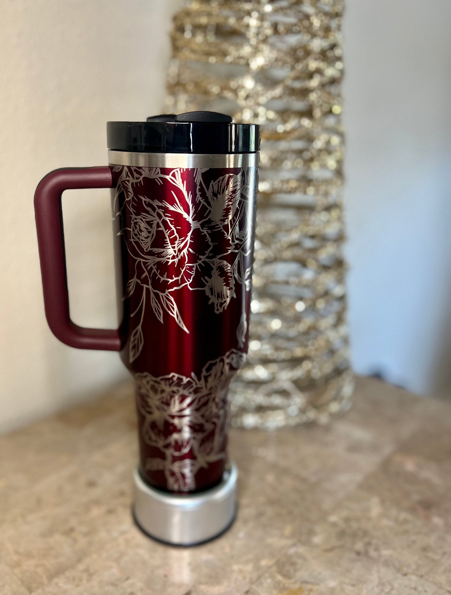 ROSES-Stanley 40OZ H2.0 Quencher Tumbler-Full Wrap Laser Engraved