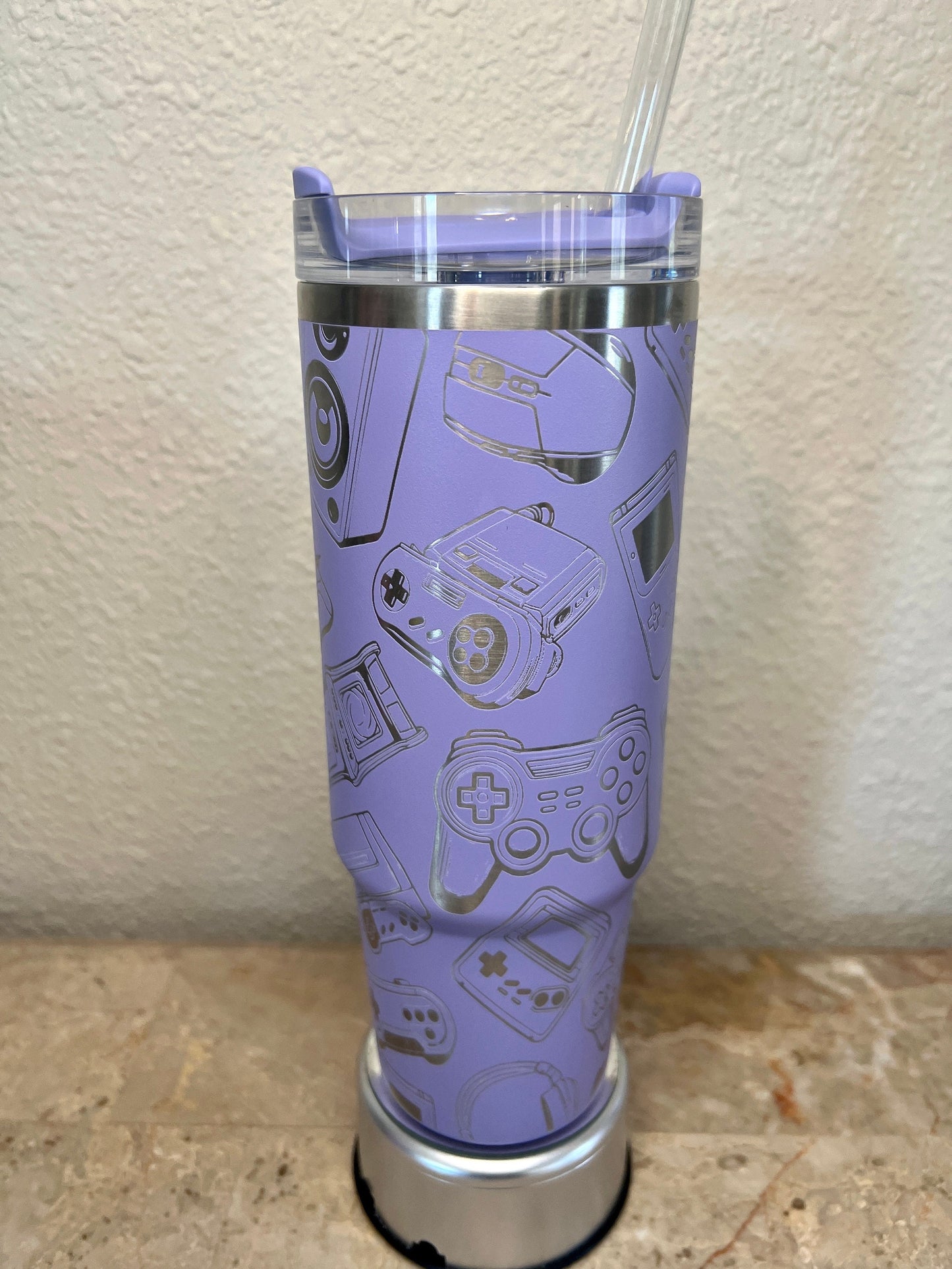 Gamer -40 OZ Stanley Quencher H2.0 Travel Tumbler with Handle-Full Wrap Laser Engraved