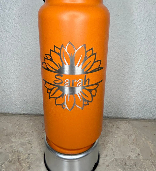 Personalized Floral Laser Engraved Stanley Tumbler - 40oz