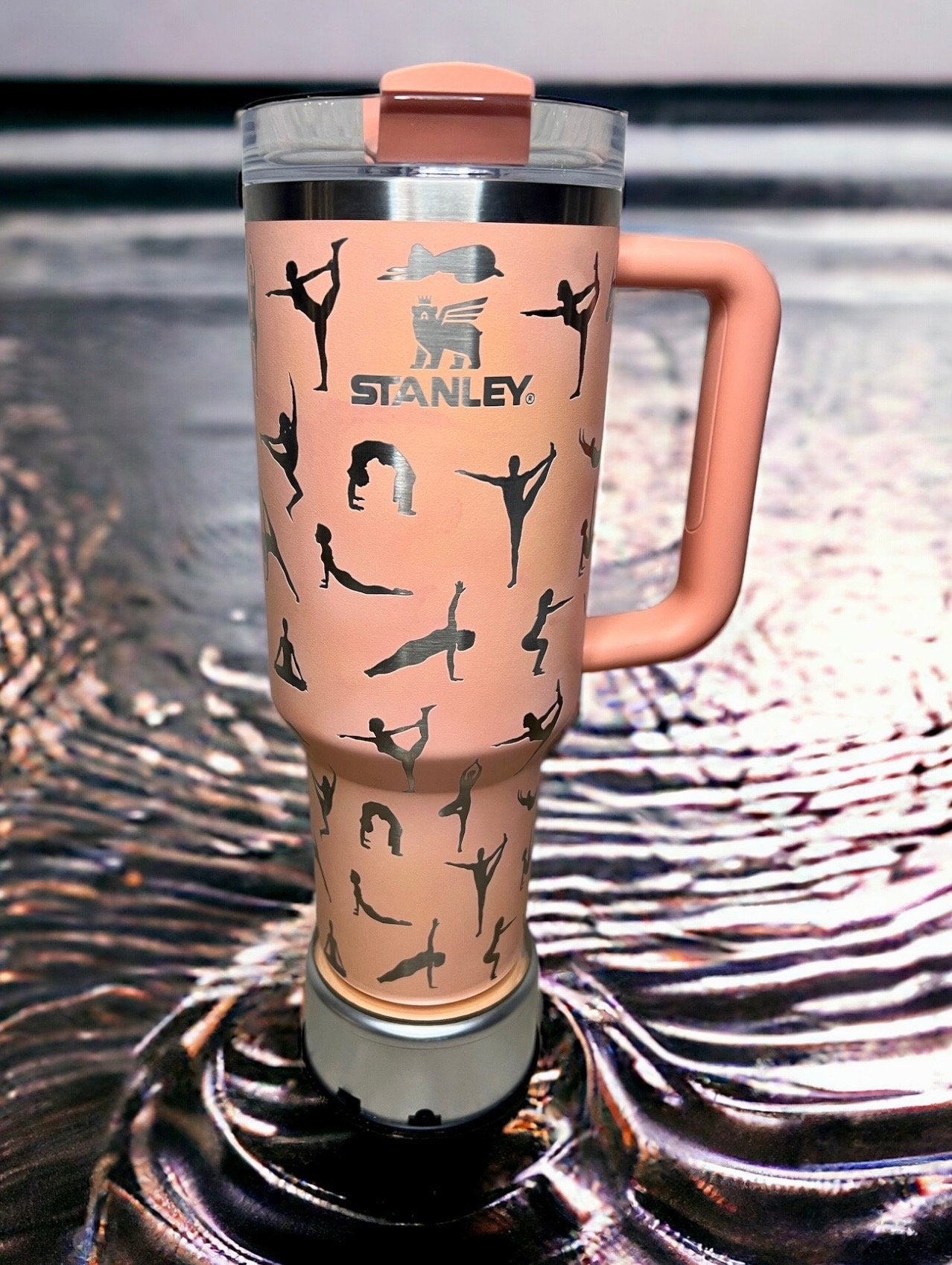 Yoga  -40 OZ Stanley Quencher H2.0 Travel Tumbler with Handle-Full Wrap Laser Engraved