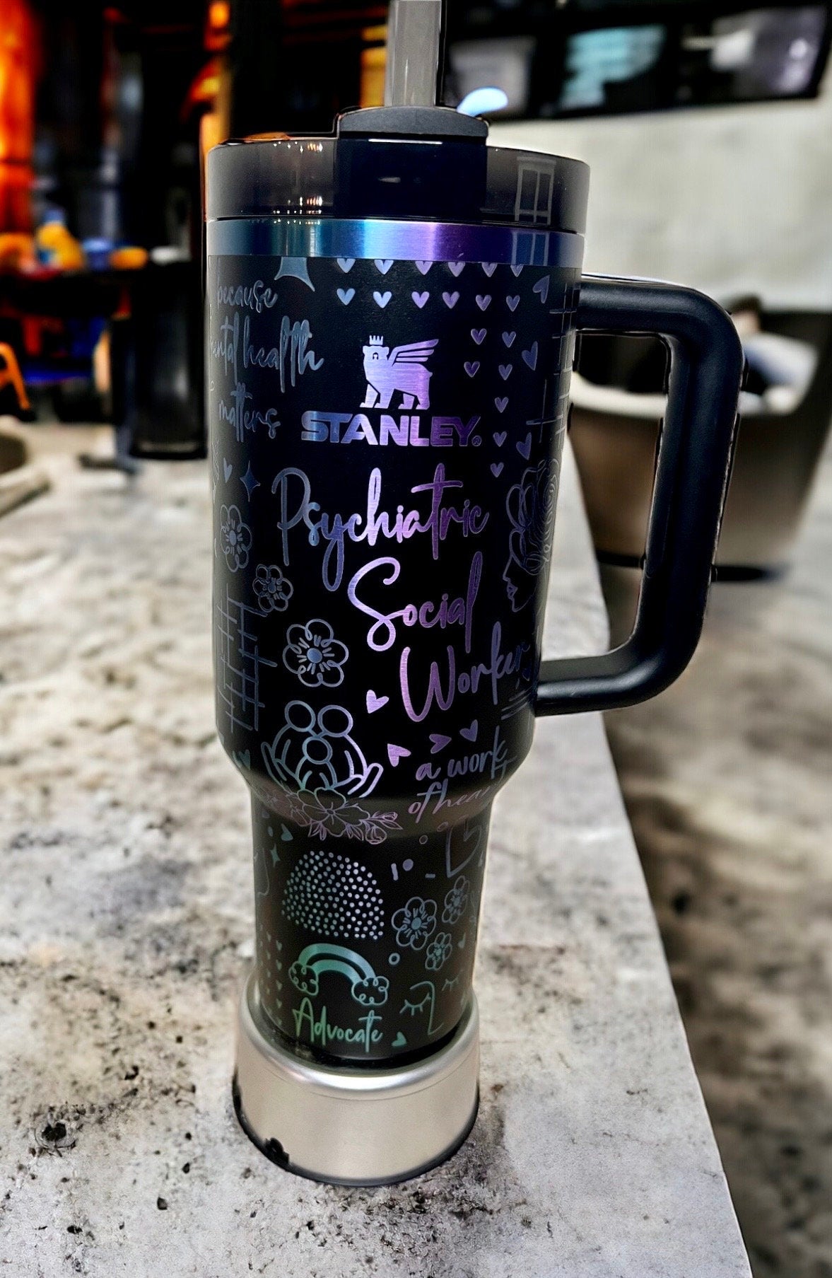 Stanley Black Chroma 40 oz. Limited Edition, Laser Engraved, Quencher H2.0