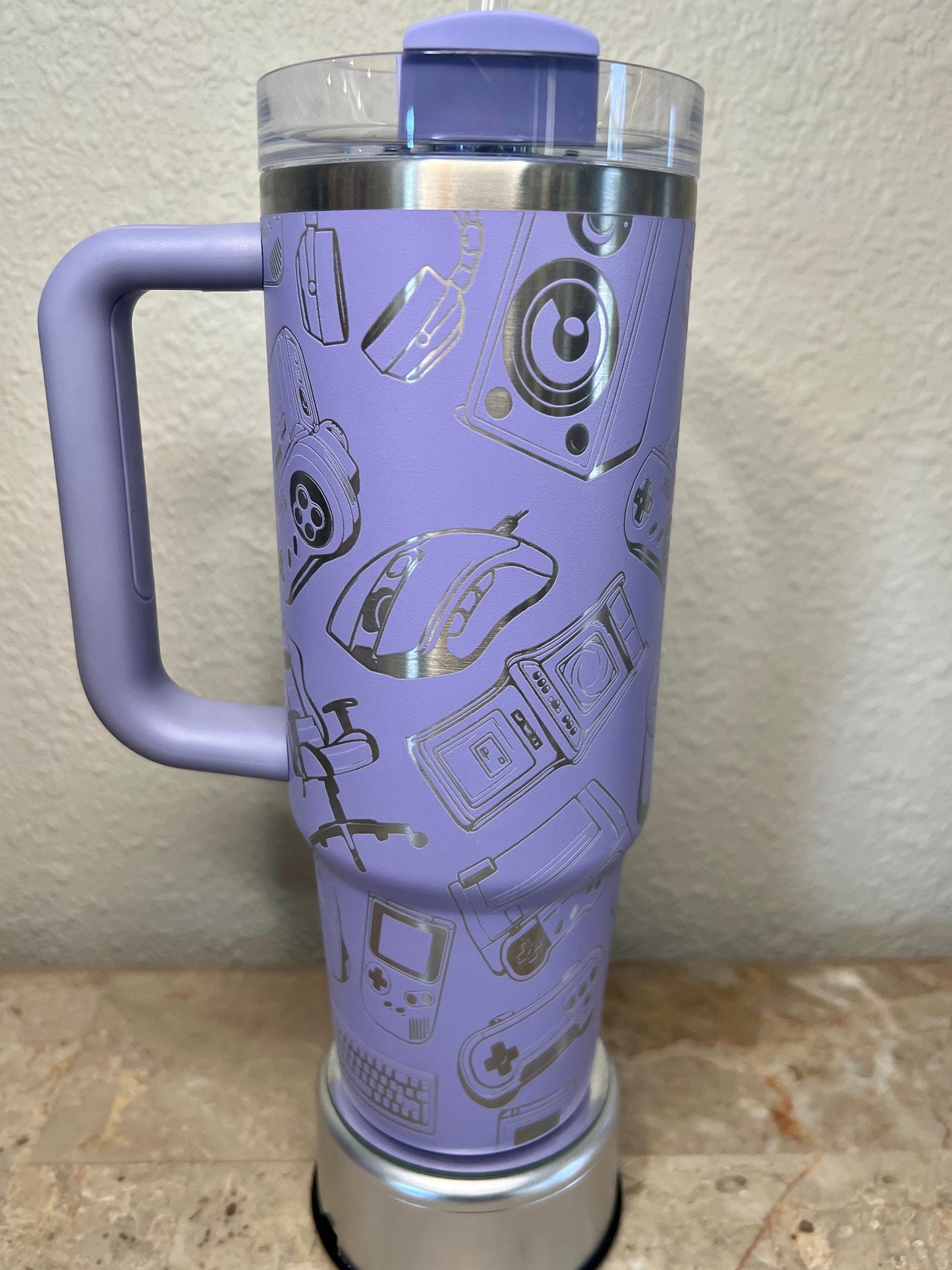 Gamer -40 OZ Stanley Quencher H2.0 Travel Tumbler with Handle-Full Wrap Laser Engraved