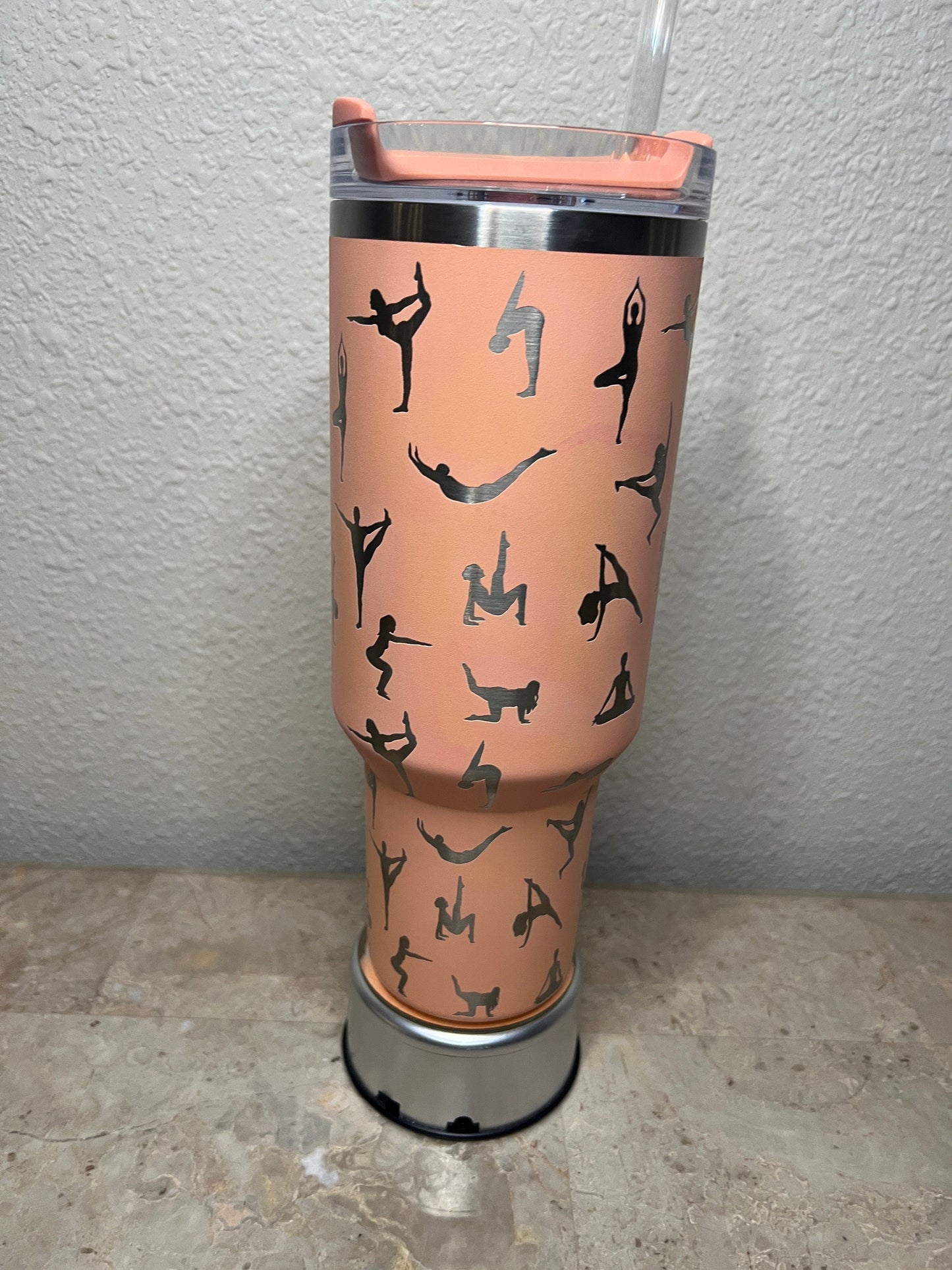 Yoga  -40 OZ Stanley Quencher H2.0 Travel Tumbler with Handle-Full Wrap Laser Engraved