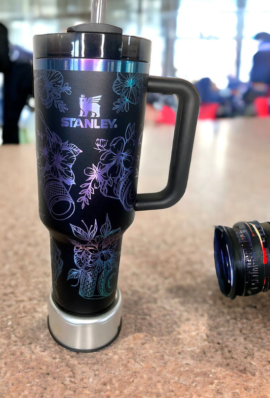 Photography Floral -40 Oz Stanley Quencher H2.0 Travel Tumbler with Handle - Full Wrap Engraved