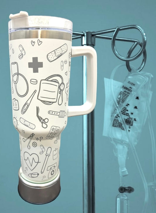 Nurse Life-40 Oz Travel Tumbler with Handle-Full Wrap Laser Engraved