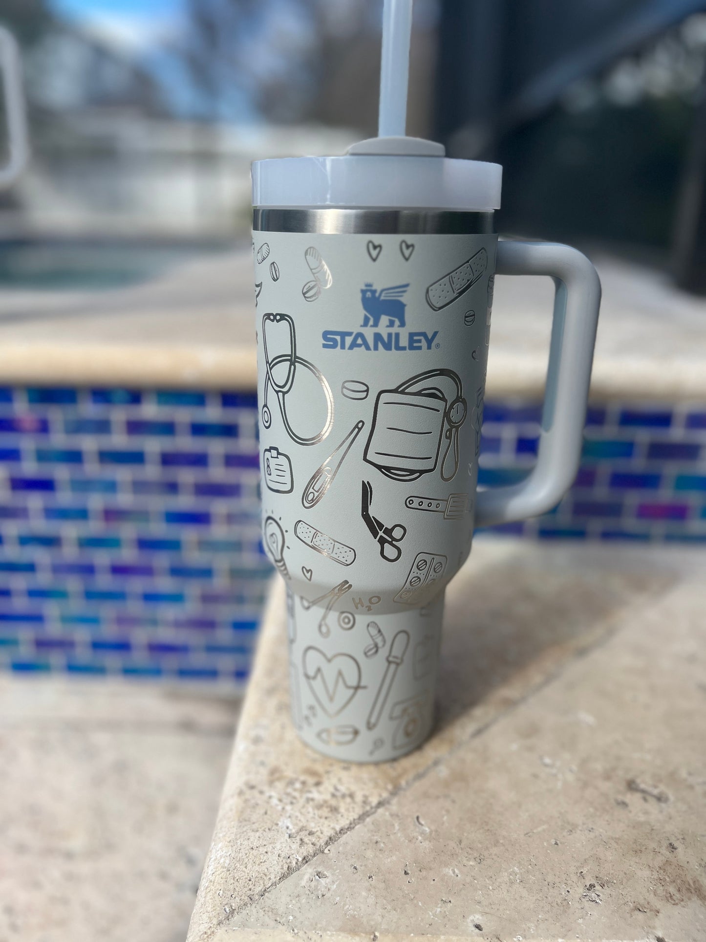 NURSE LIFE-Stanley 40OZ H2.0 Quencher Tumbler-Full Wrap Laser Engraved