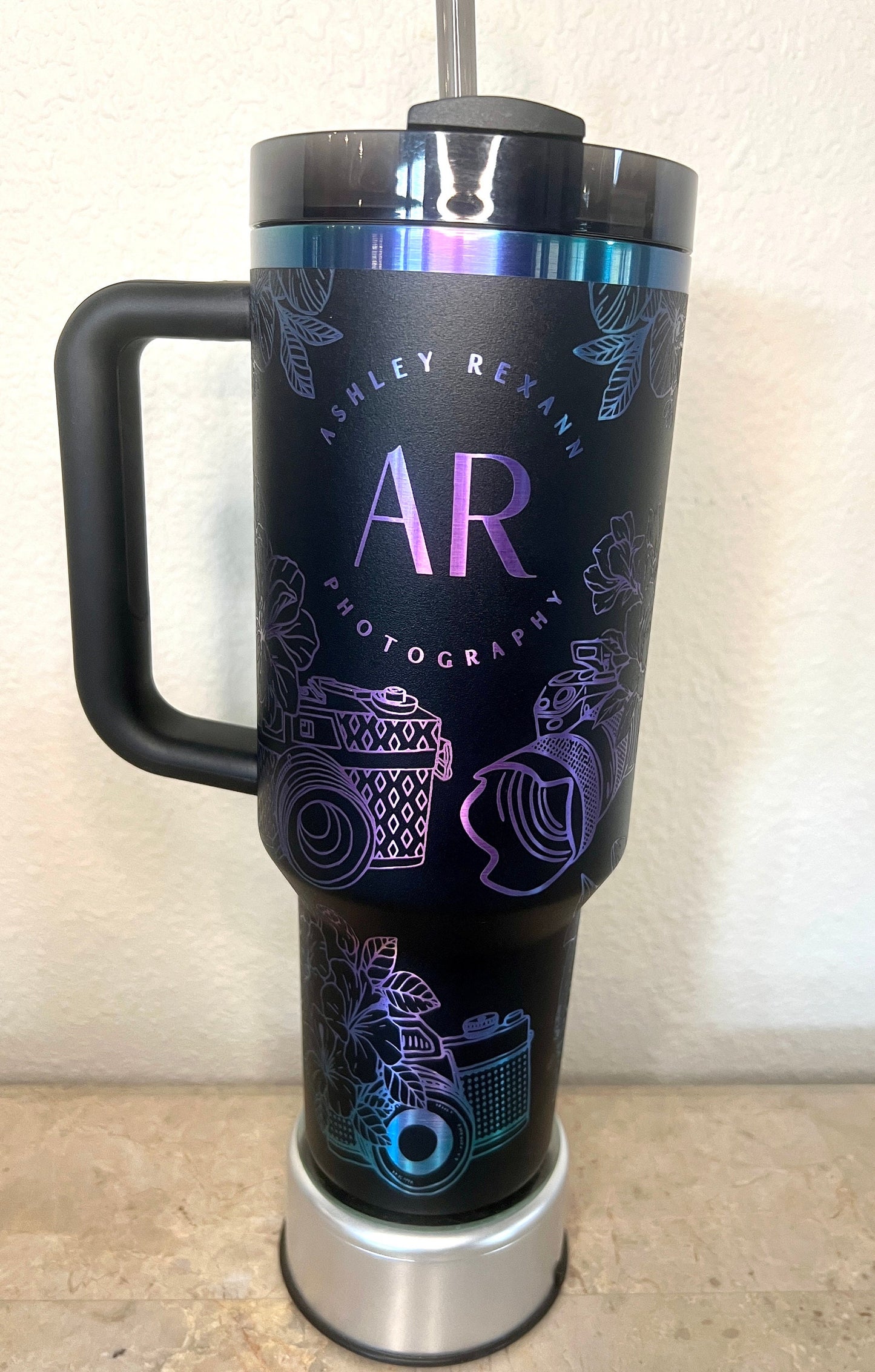 Photography Floral -40 Oz Stanley Quencher H2.0 Travel Tumbler with Handle - Full Wrap Engraved