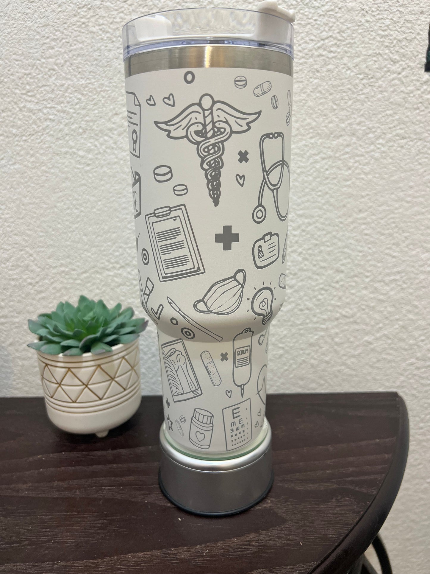 Nurse Life-40 Oz Travel Tumbler with Handle-Full Wrap Laser Engraved