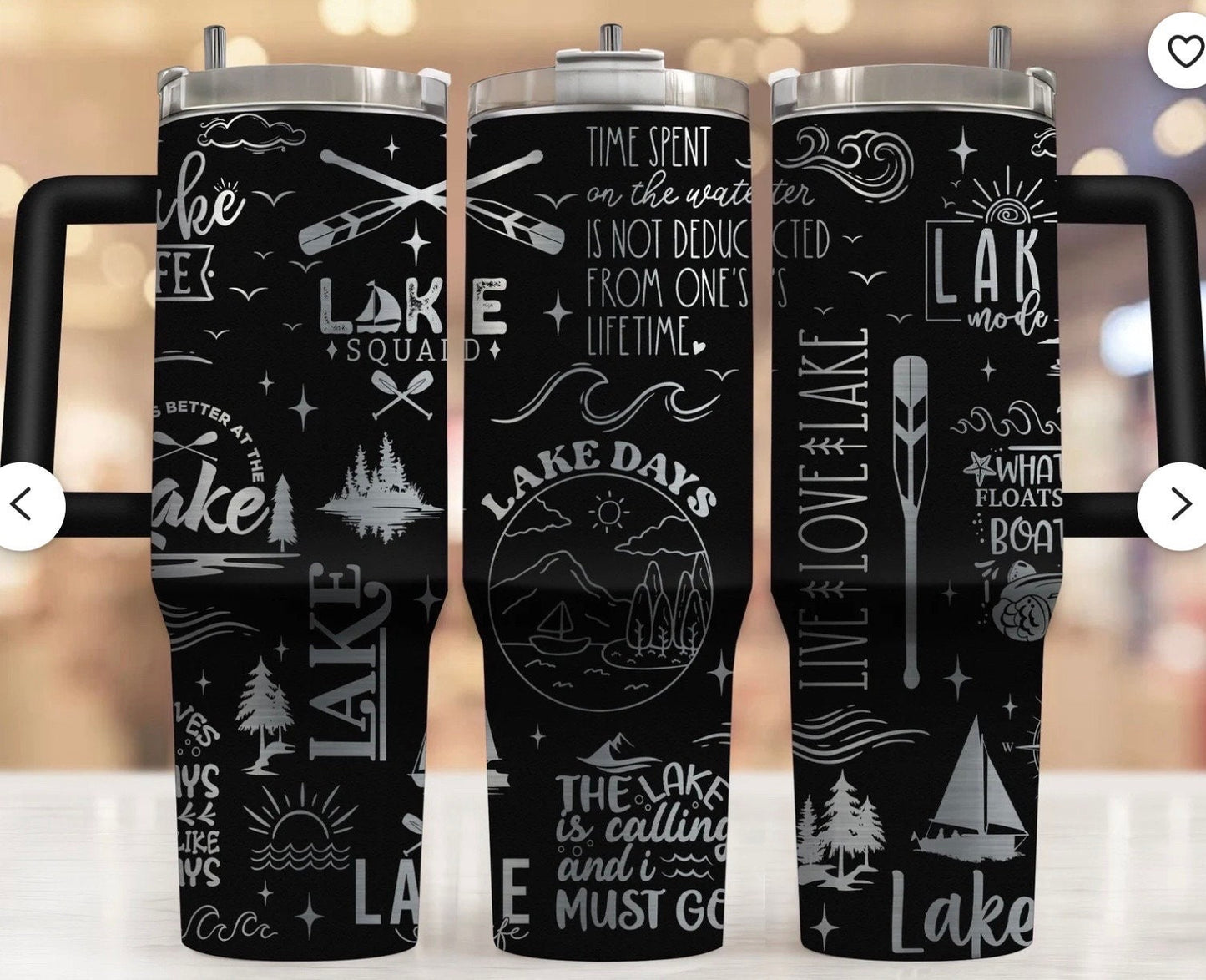 Lake Life -40 OZ Stanley Quencher H2.0 Travel Tumbler with Handle-Full Wrap Laser Engraved